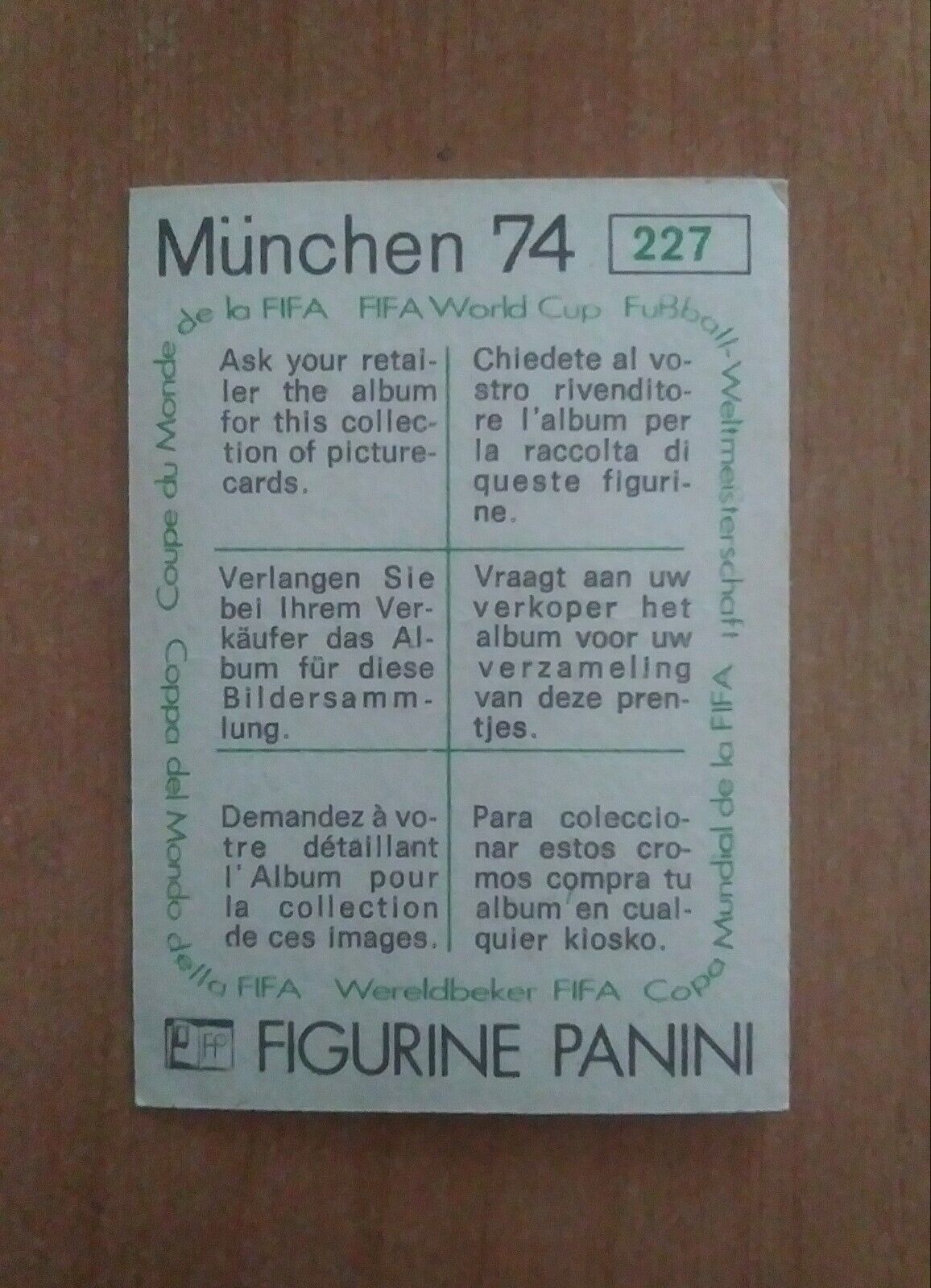 FIGURINE CALCIATORI PANINI MUNCHEN 74 (N. 1-269) SCEGLI DAL MENU A TENDINA