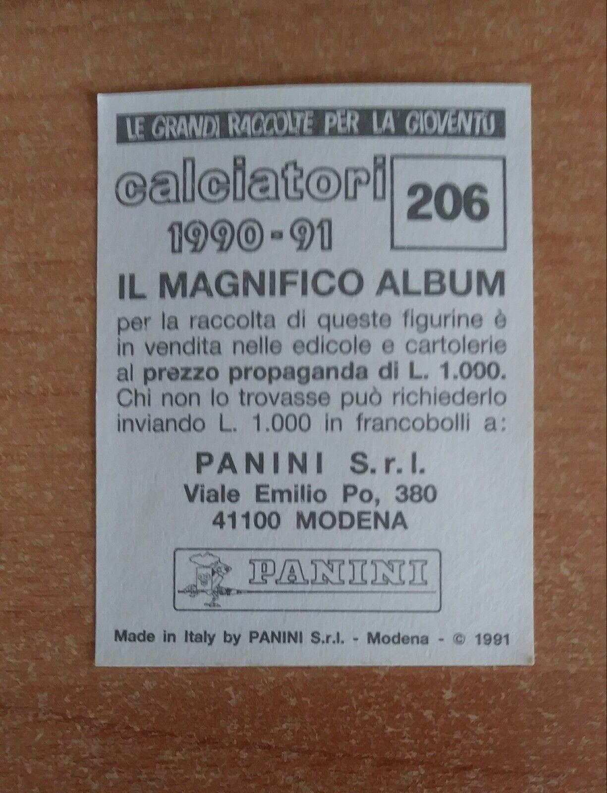 FIGURINE CALCIATORI PANINI 1990-1991 (N. 1-339) SCEGLI DAL MENU A TENDINA