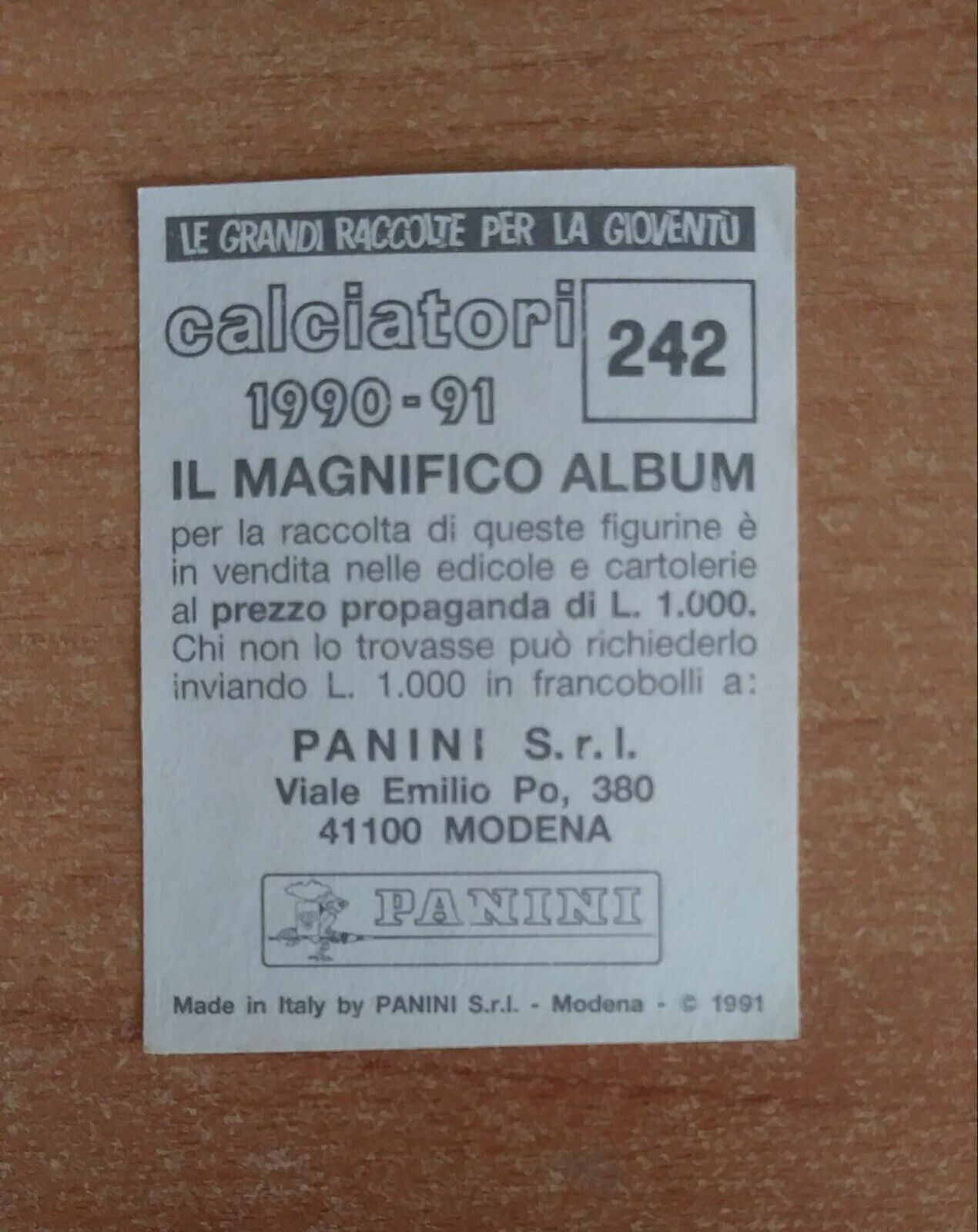 FIGURINE CALCIATORI PANINI 1990-1991 (N. 1-339) SCEGLI DAL MENU A TENDINA