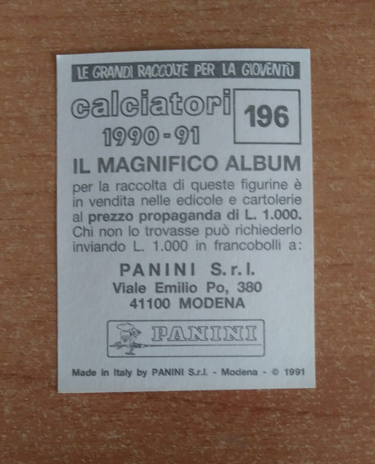 FIGURINE CALCIATORI PANINI 1990-1991 (N. 1-339) SCEGLI DAL MENU A TENDINA