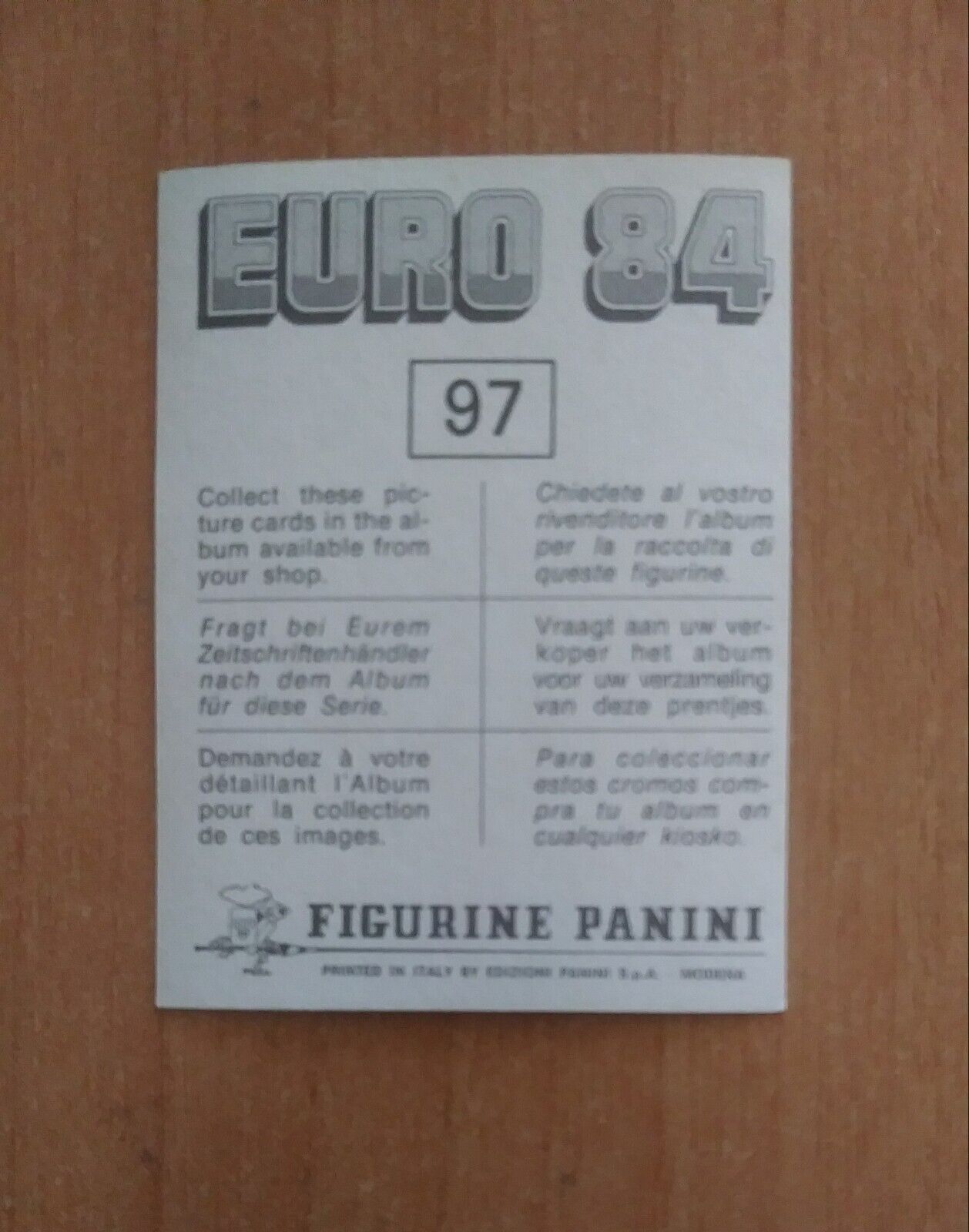 FIGURINE CALCIATORI PANINI EURO 84 (N. 1-127) SCEGLI DAL MENU A TENDINA