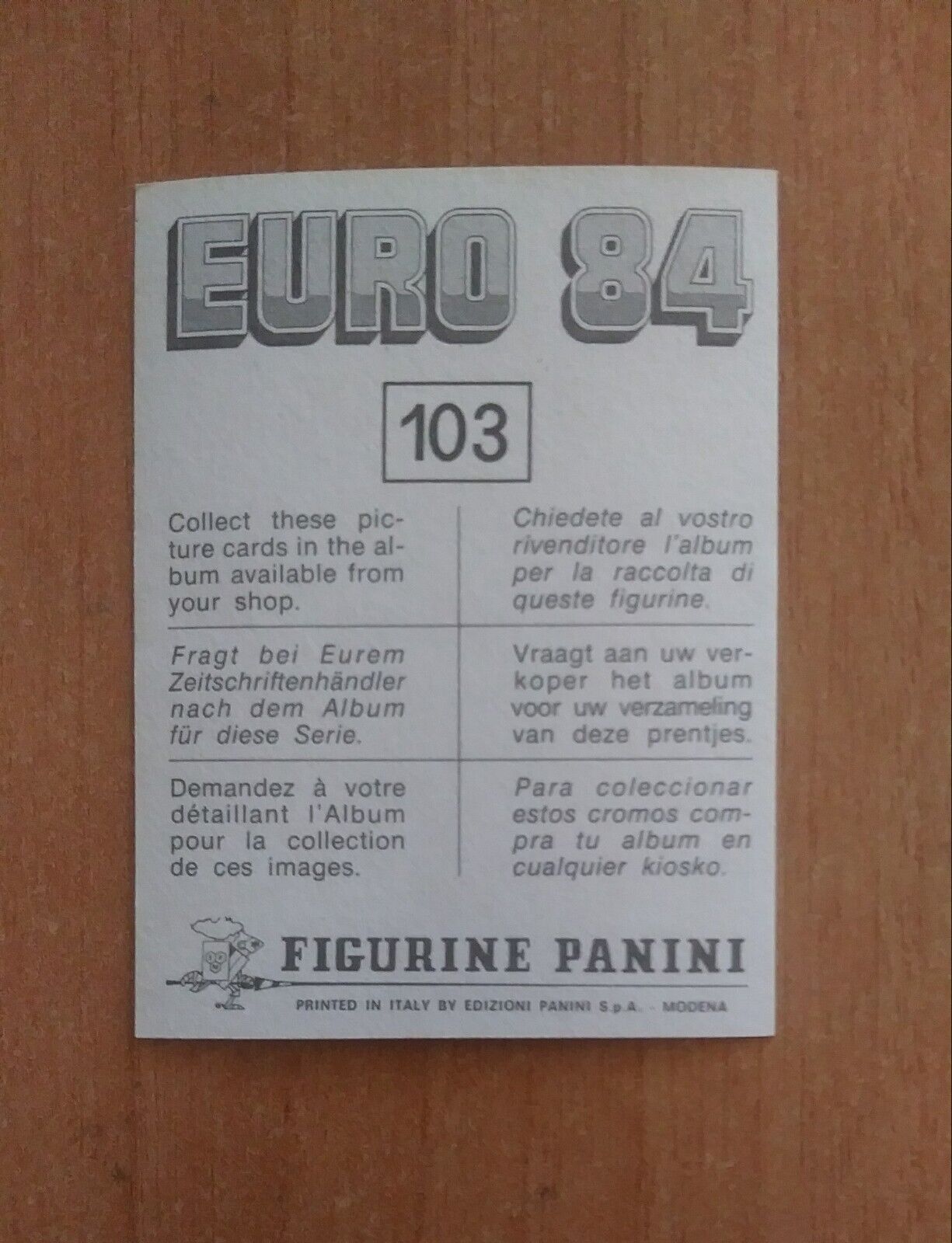 FIGURINE CALCIATORI PANINI EURO 84 (N. 1-127) SCEGLI DAL MENU A TENDINA