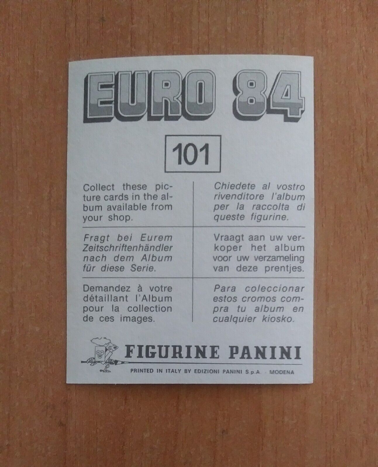 FIGURINE CALCIATORI PANINI EURO 84 (N. 1-127) SCEGLI DAL MENU A TENDINA