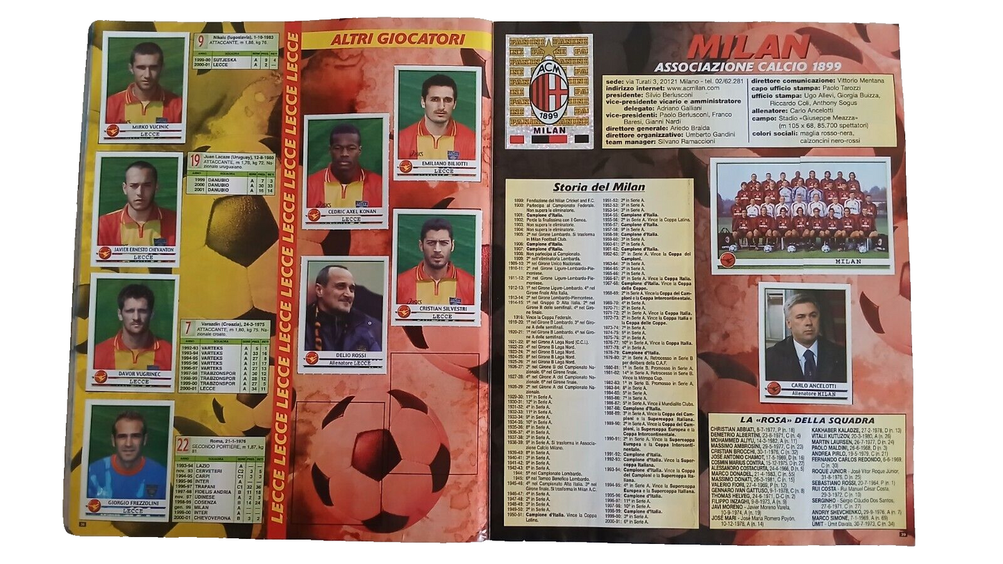 ALBUM CALCIATORI PANINI 2001-02