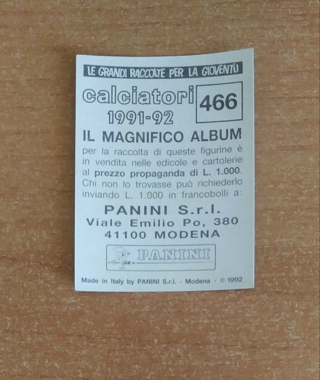 FIGURINE CALCIATORI PANINI 1991-1992 (N. 384-614) SCEGLI DAL MENU A TENDINA