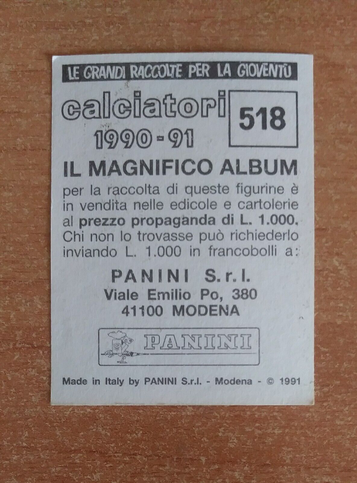 FIGURINE CALCIATORI PANINI 1990-1991 (N. 345-545) SCEGLI DAL MENU A TENDINA