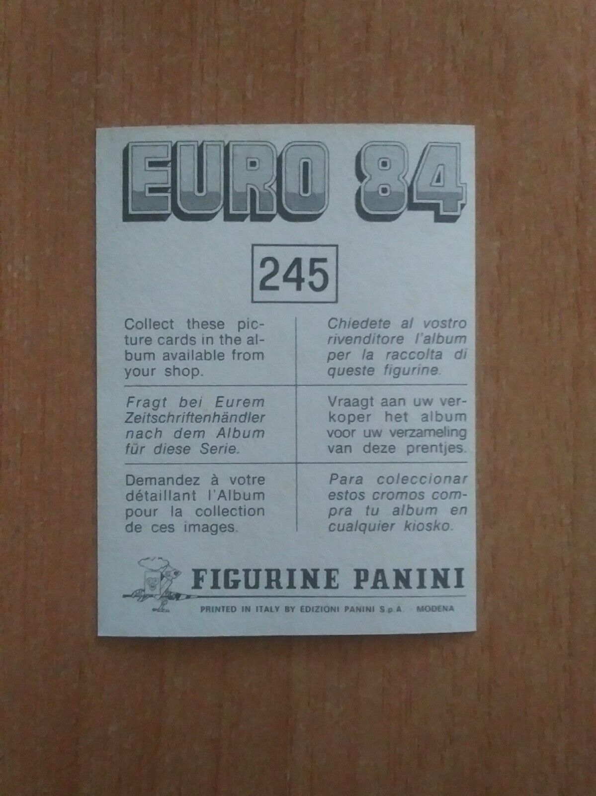 FIGURINE CALCIATORI PANINI EURO 84 (N. 126-258) SCEGLI DAL MENU A TENDINA