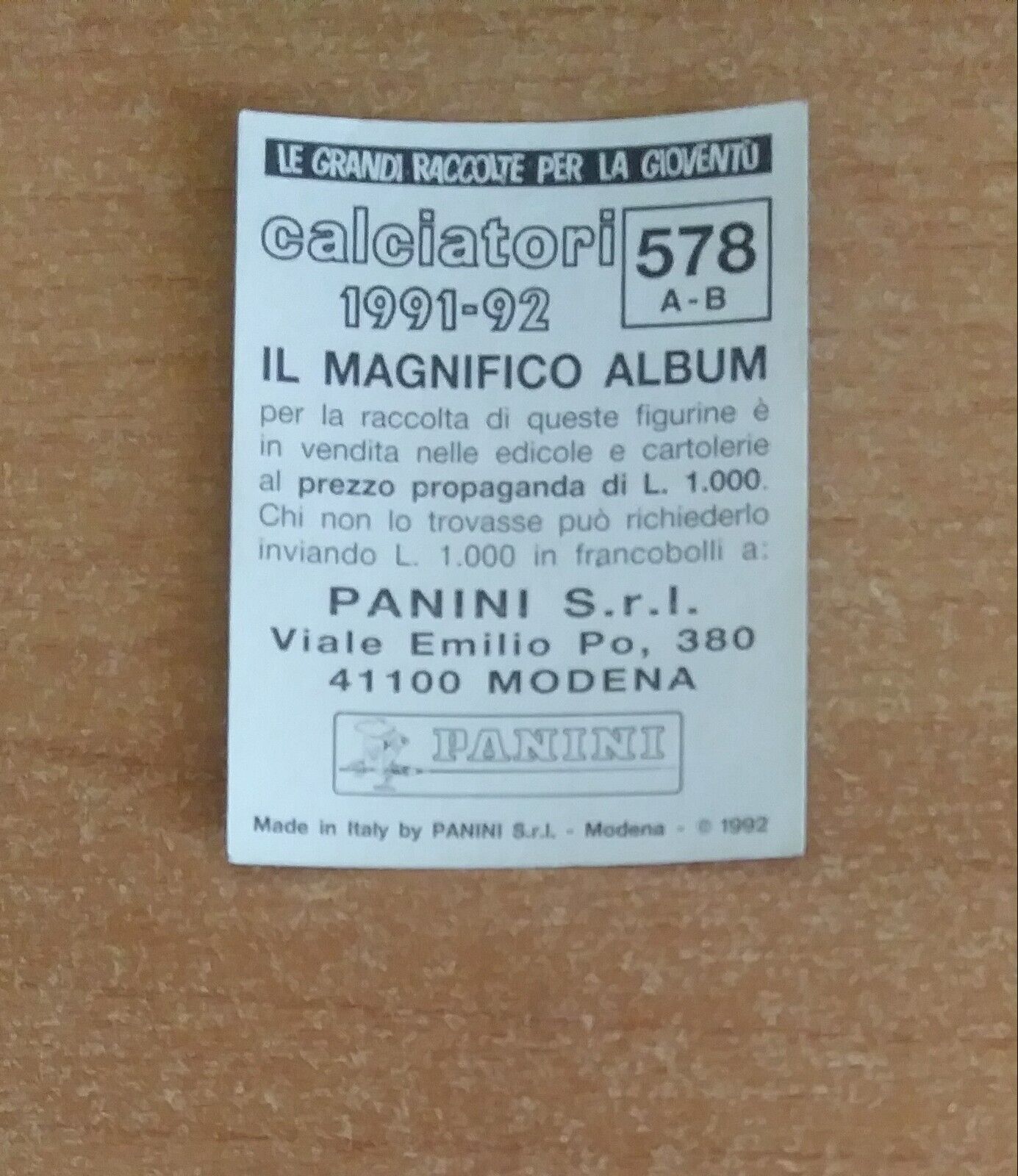 FIGURINE CALCIATORI PANINI 1991-1992 (N. 384-614) SCEGLI DAL MENU A TENDINA