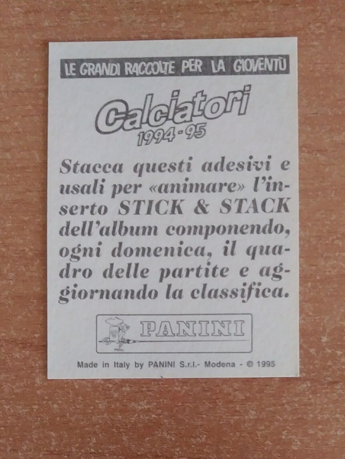 FIGURINE CALCIATORI PANINI 1994-1995 SCEGLI DAL MENU A TENDINA