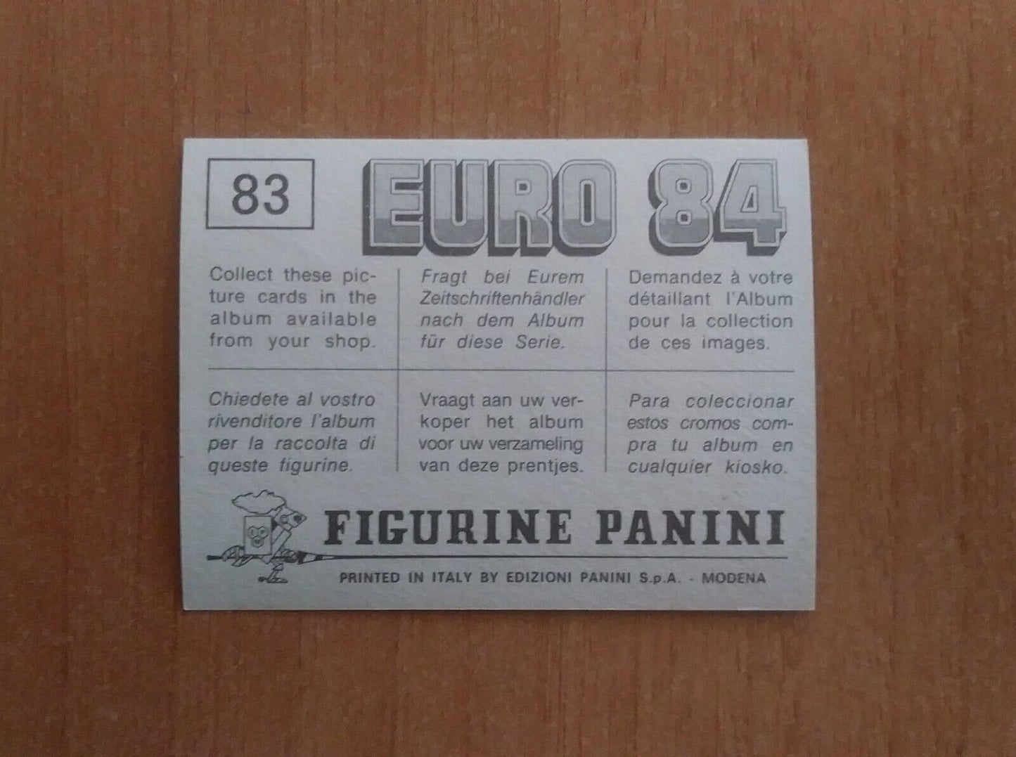 FIGURINE CALCIATORI PANINI EURO 84 (N. 1-127) SCEGLI DAL MENU A TENDINA