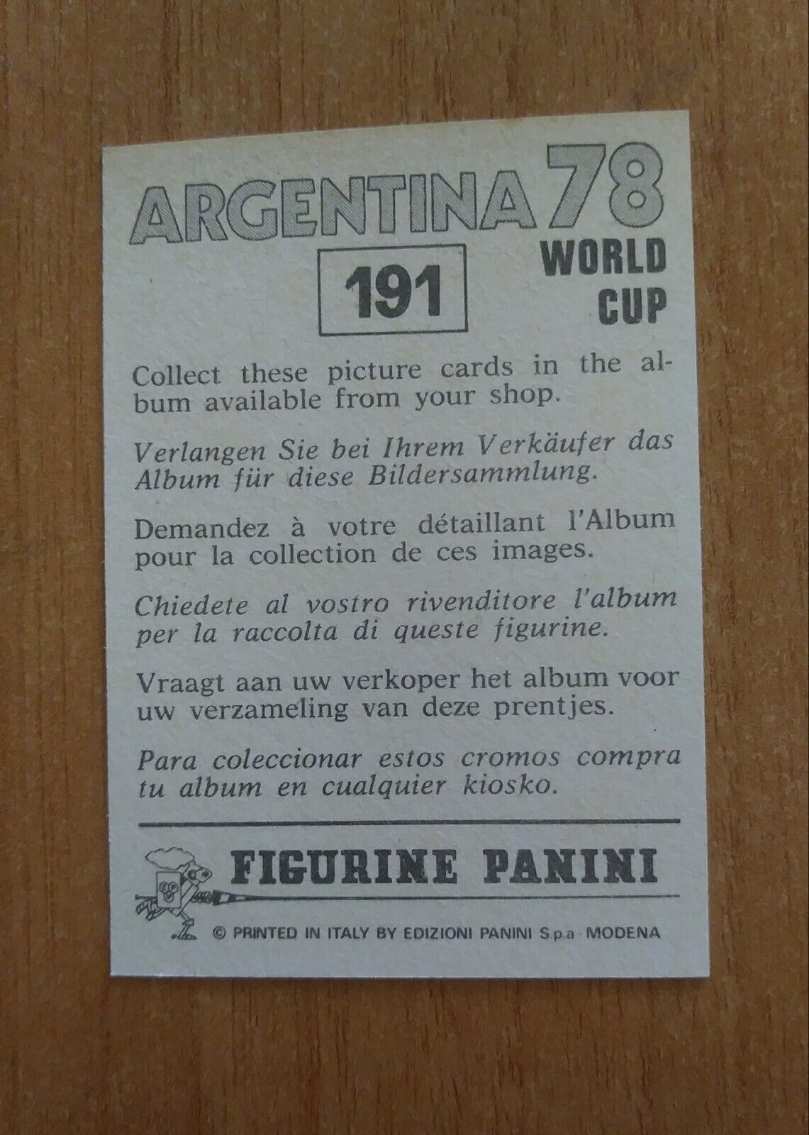 FIGURINE CALCIATORI PANINI ARGENTINA 78 (N. 1-204) SCEGLI DAL MENU A TENDINA