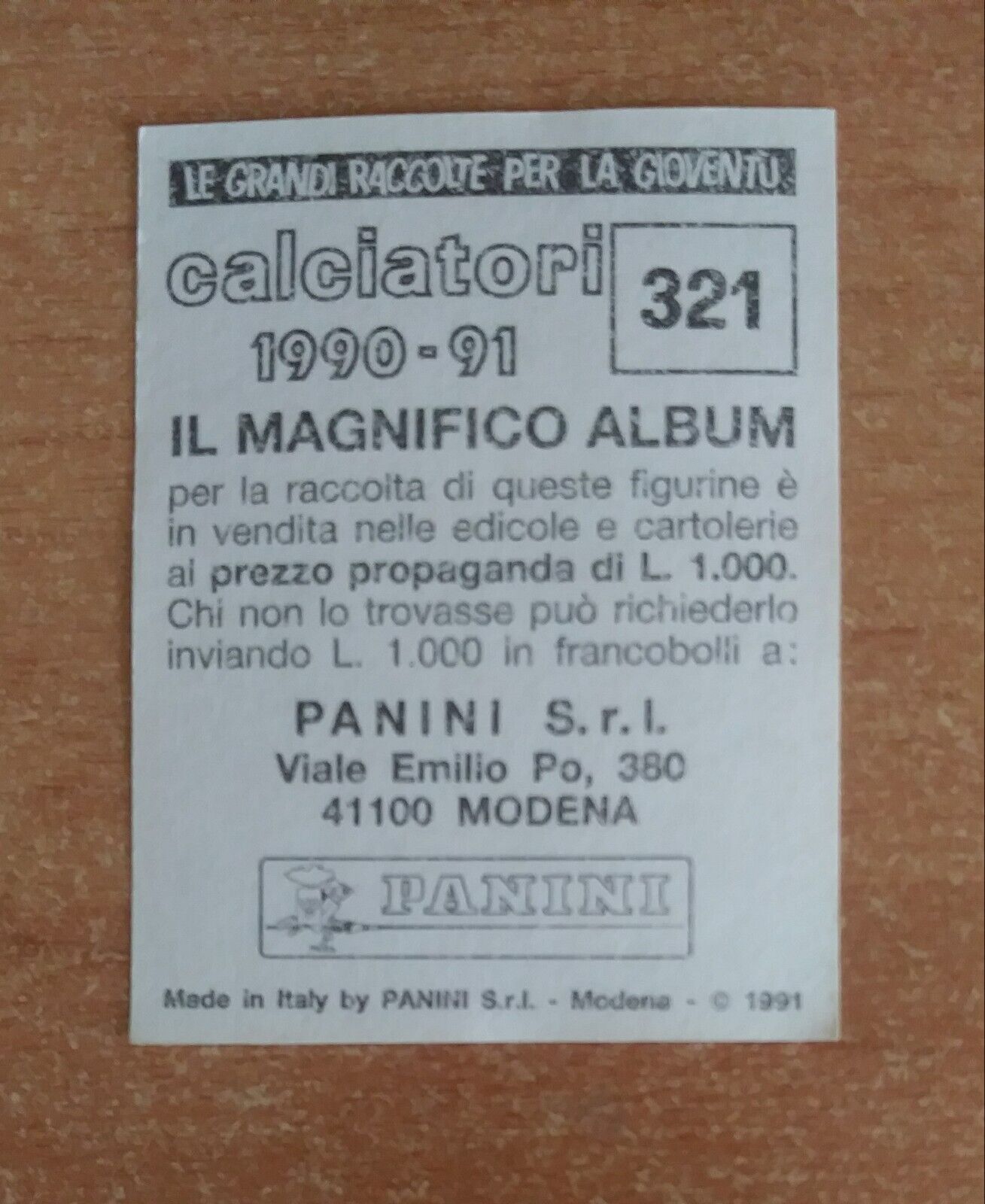 FIGURINE CALCIATORI PANINI 1990-1991 (N. 1-339) SCEGLI DAL MENU A TENDINA