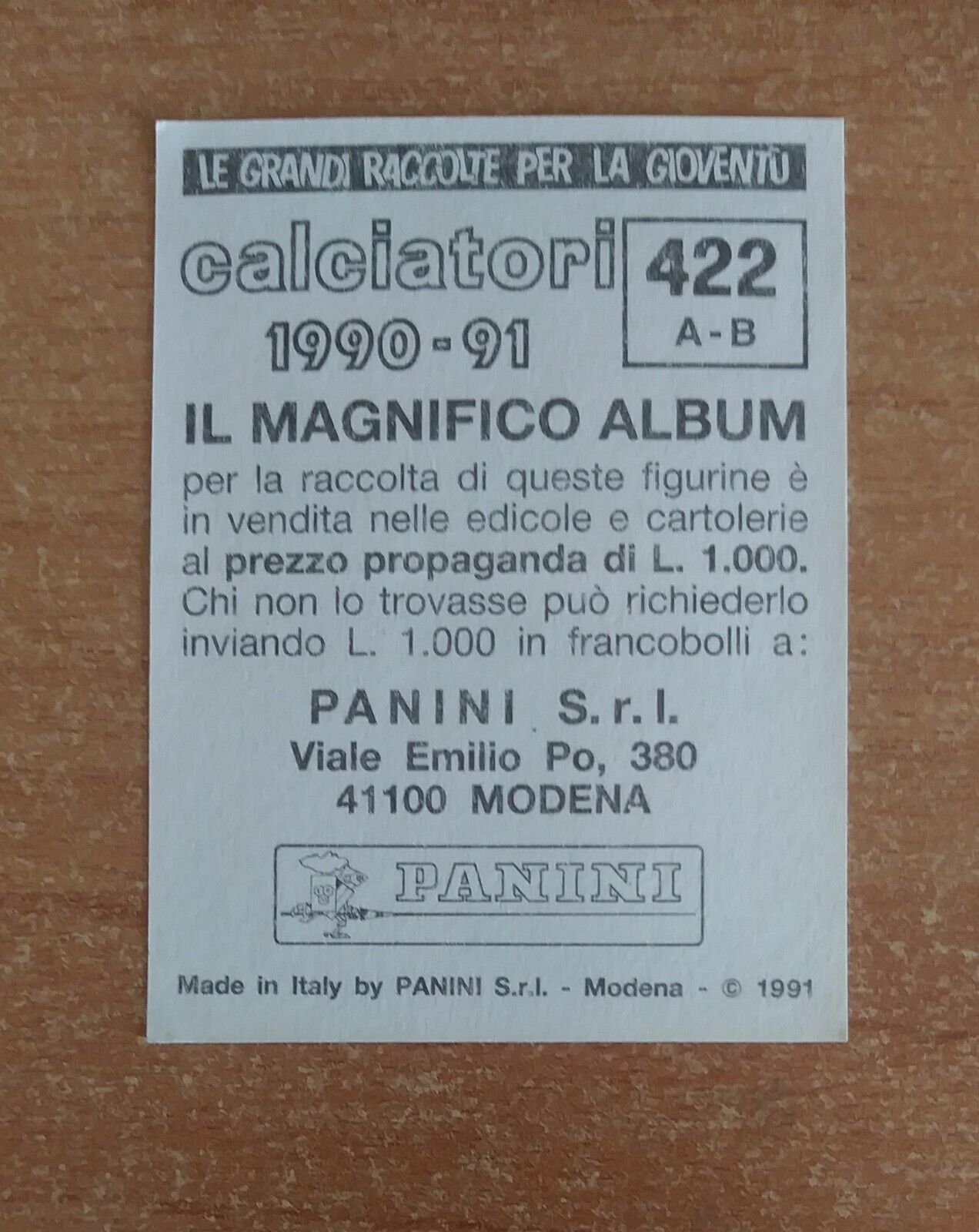 FIGURINE CALCIATORI PANINI 1990-1991 (N. 345-545) SCEGLI DAL MENU A TENDINA