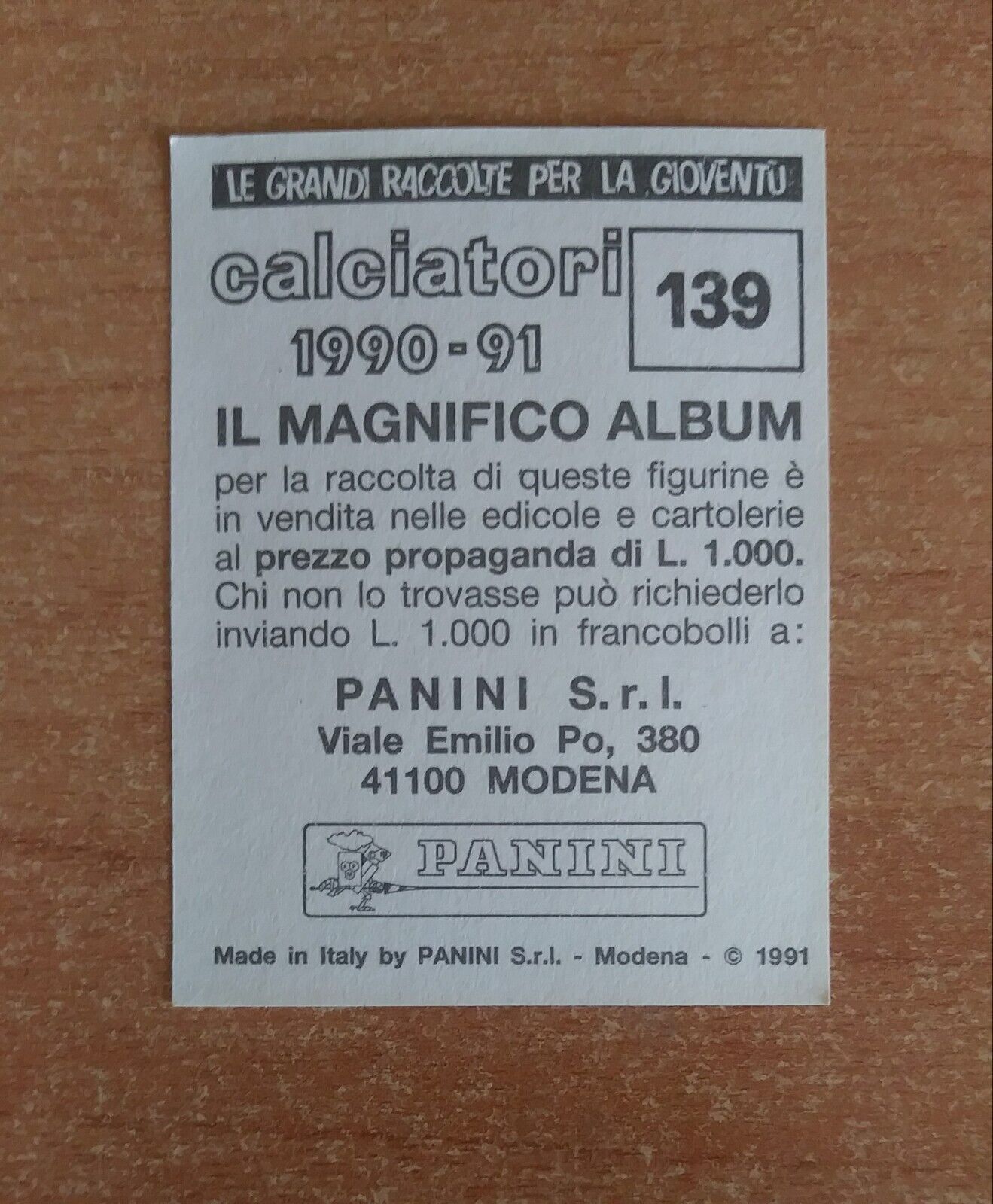 FIGURINE CALCIATORI PANINI 1990-1991 (N. 1-339) SCEGLI DAL MENU A TENDINA