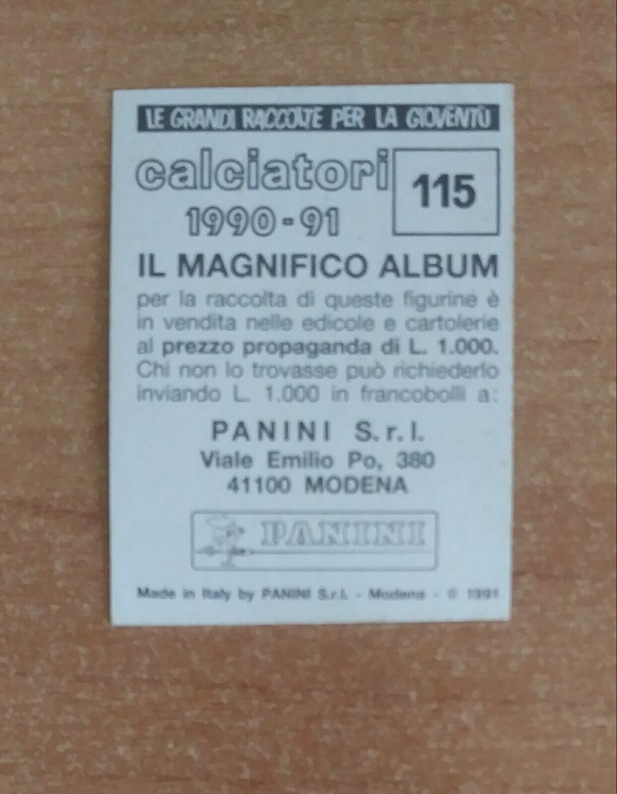 FIGURINE CALCIATORI PANINI 1990-1991 (N. 1-339) SCEGLI DAL MENU A TENDINA