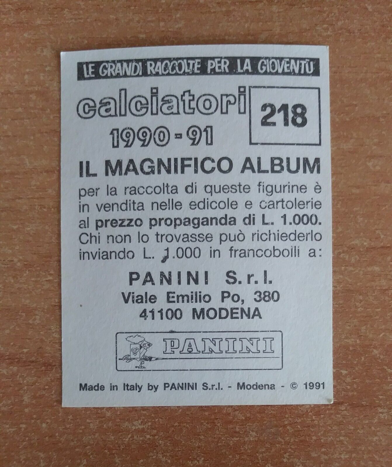 FIGURINE CALCIATORI PANINI 1990-1991 (N. 1-339) SCEGLI DAL MENU A TENDINA