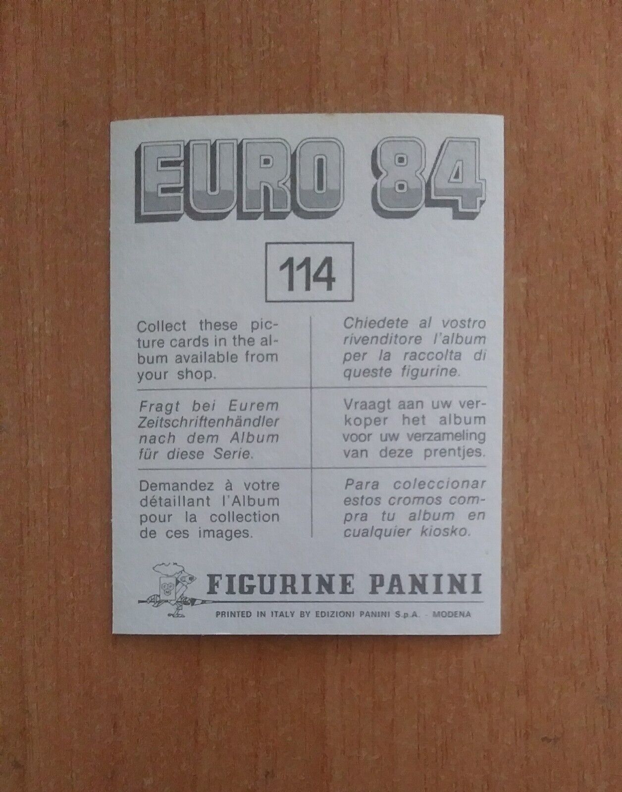 FIGURINE CALCIATORI PANINI EURO 84 (N. 1-127) SCEGLI DAL MENU A TENDINA