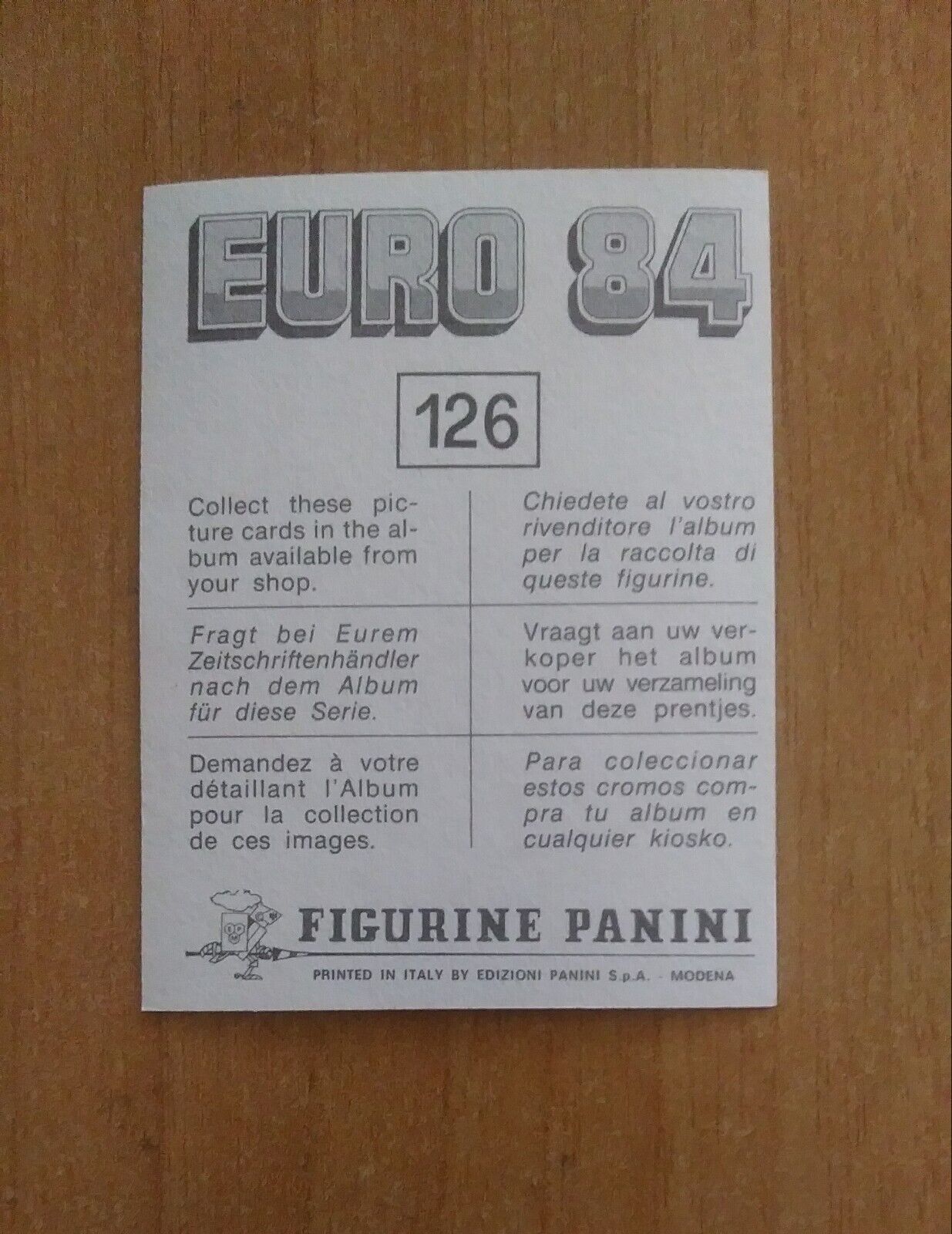 FIGURINE CALCIATORI PANINI EURO 84 (N. 1-127) SCEGLI DAL MENU A TENDINA