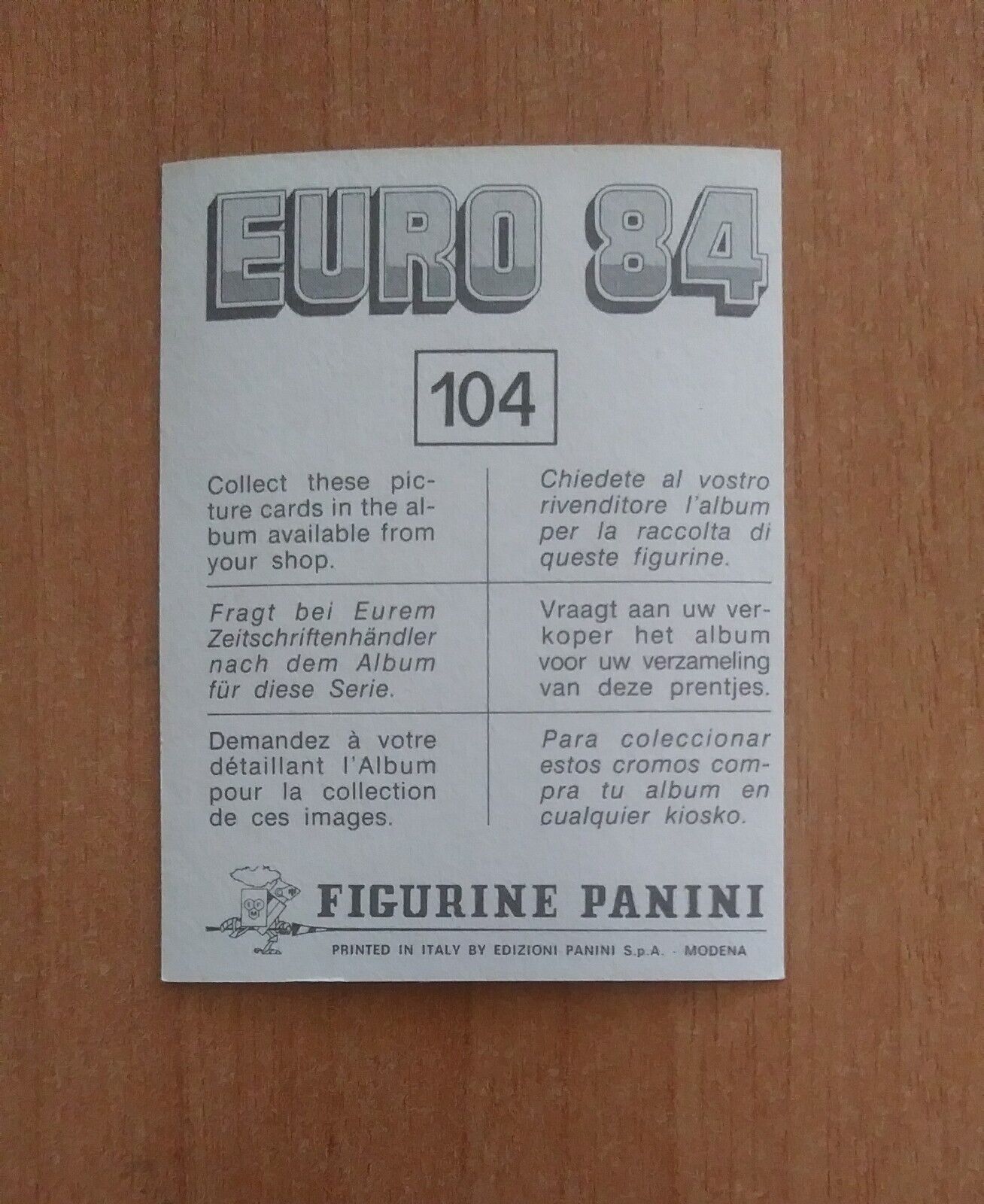 FIGURINE CALCIATORI PANINI EURO 84 (N. 1-127) SCEGLI DAL MENU A TENDINA