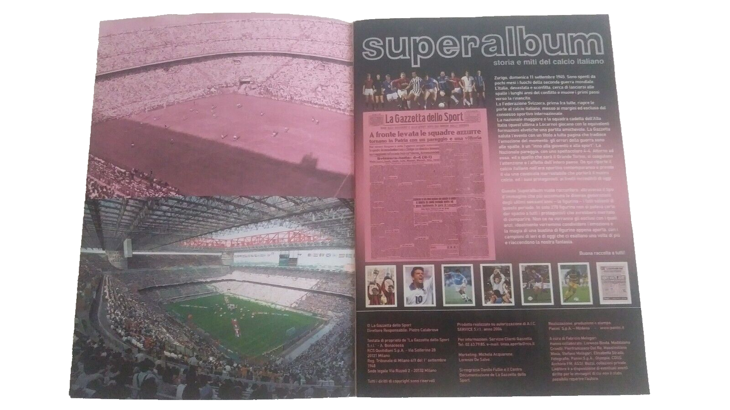 SUPERALBUM STORIA E MITI DEL CALCIO ITALIANO GAZZETTA SPORT COMPLETO/FULL