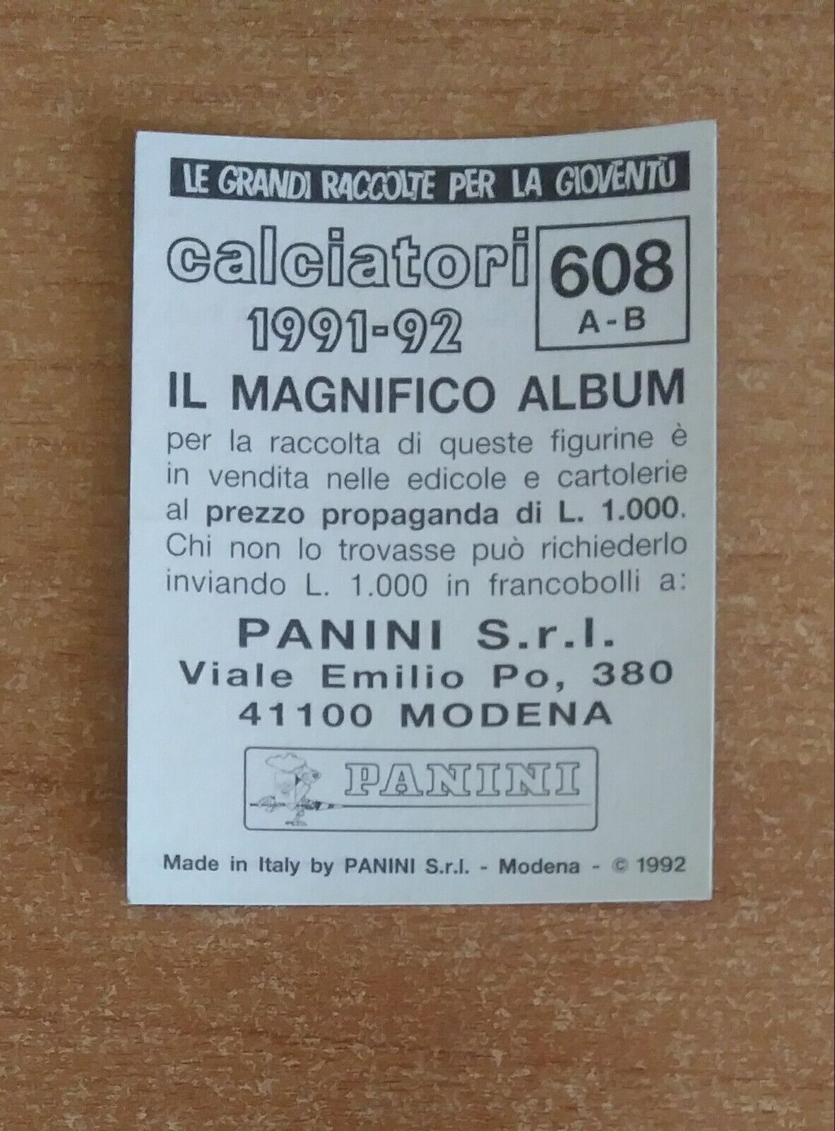 FIGURINE CALCIATORI PANINI 1991-1992 (N. 384-614) SCEGLI DAL MENU A TENDINA