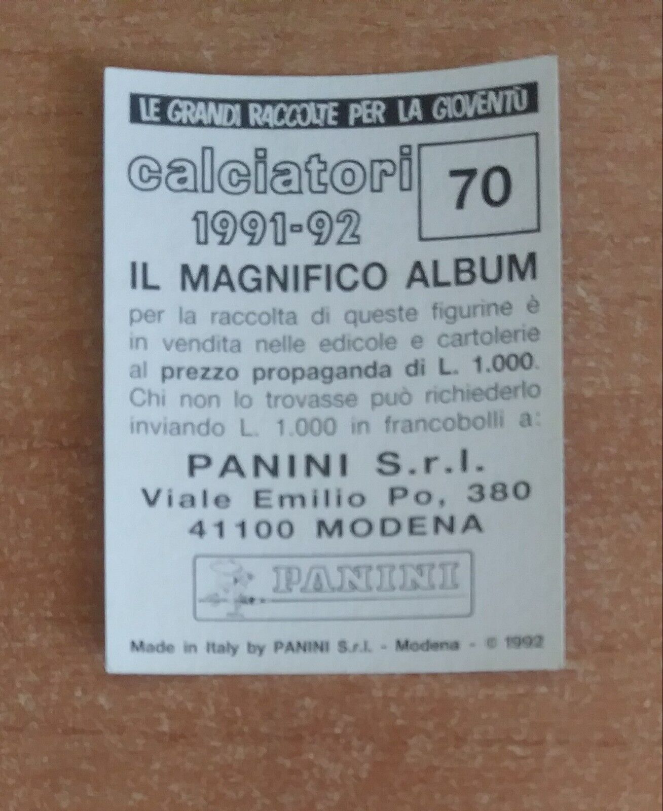 FIGURINE CALCIATORI PANINI 1991-1992 (N. 1-336) SCEGLI DAL MENU A TENDINA