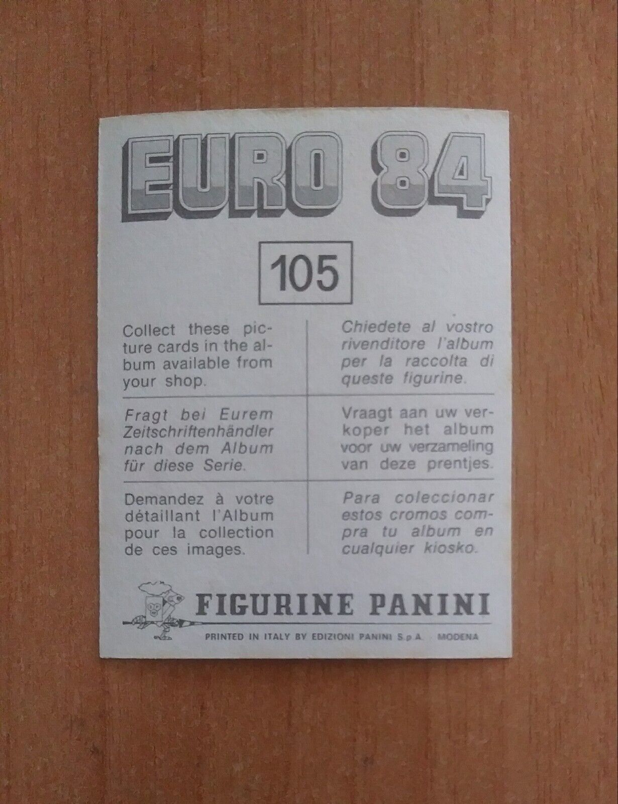 FIGURINE CALCIATORI PANINI EURO 84 (N. 1-127) SCEGLI DAL MENU A TENDINA