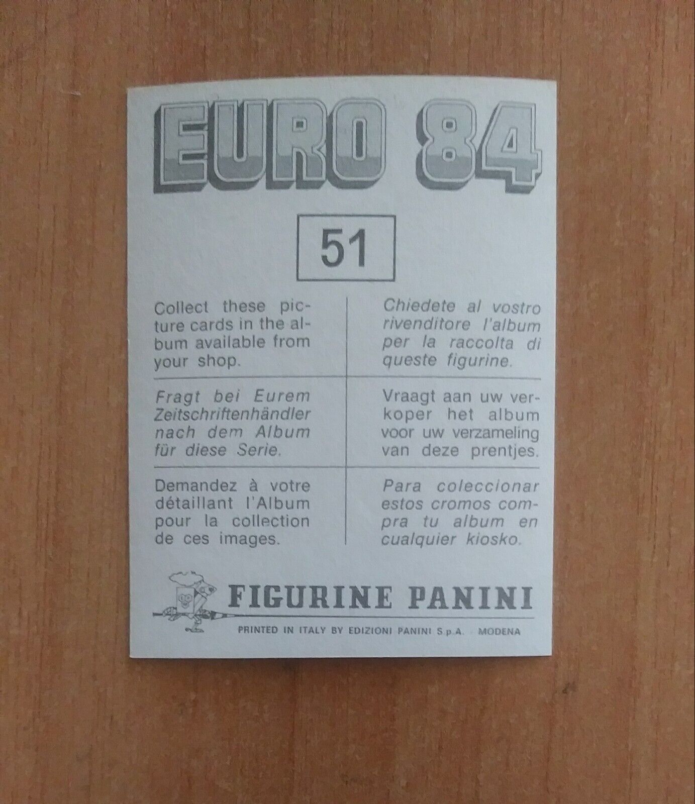 FIGURINE CALCIATORI PANINI EURO 84 (N. 1-127) SCEGLI DAL MENU A TENDINA