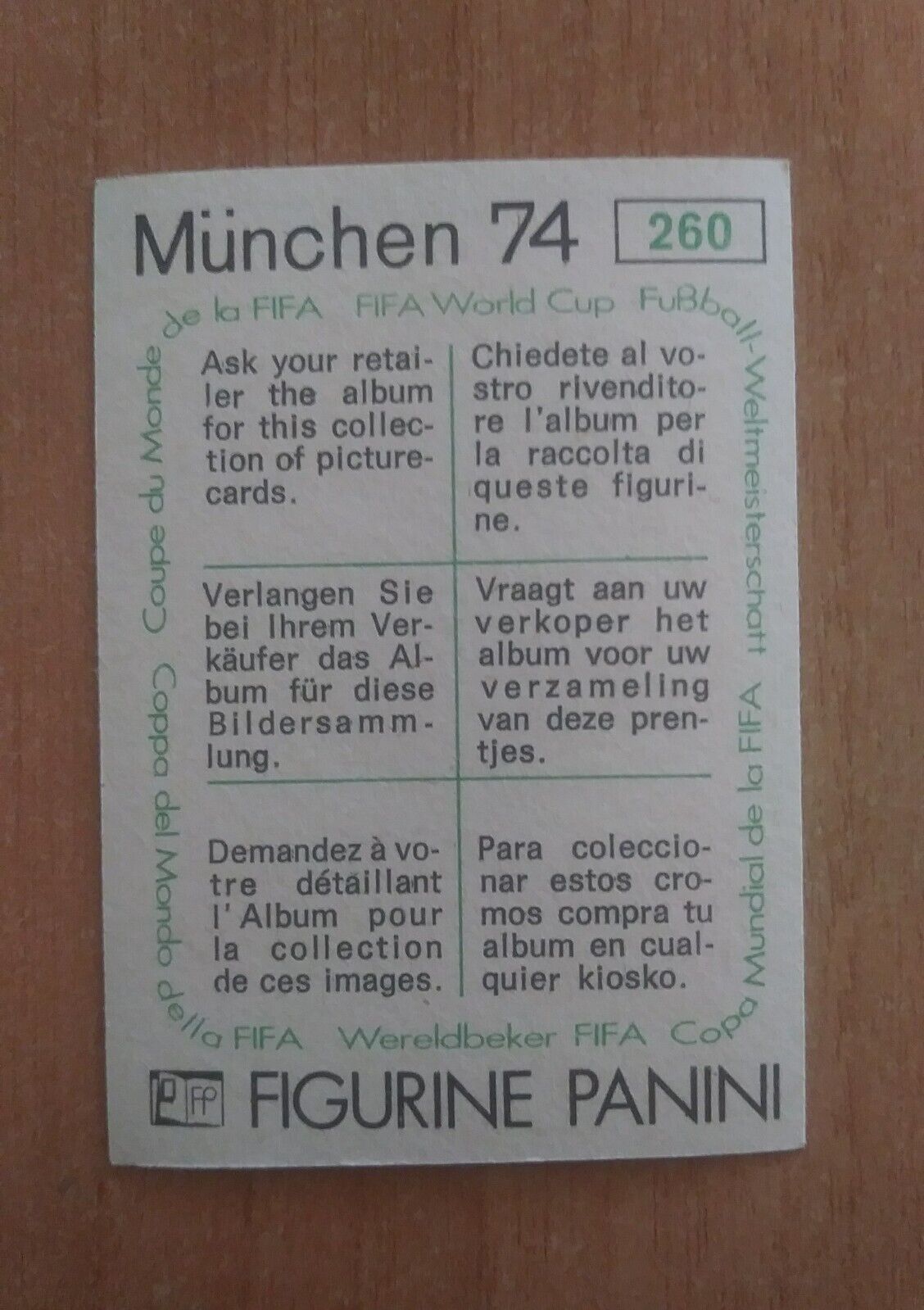 FIGURINE CALCIATORI PANINI MUNCHEN 74 (N. 1-269) SCEGLI DAL MENU A TENDINA