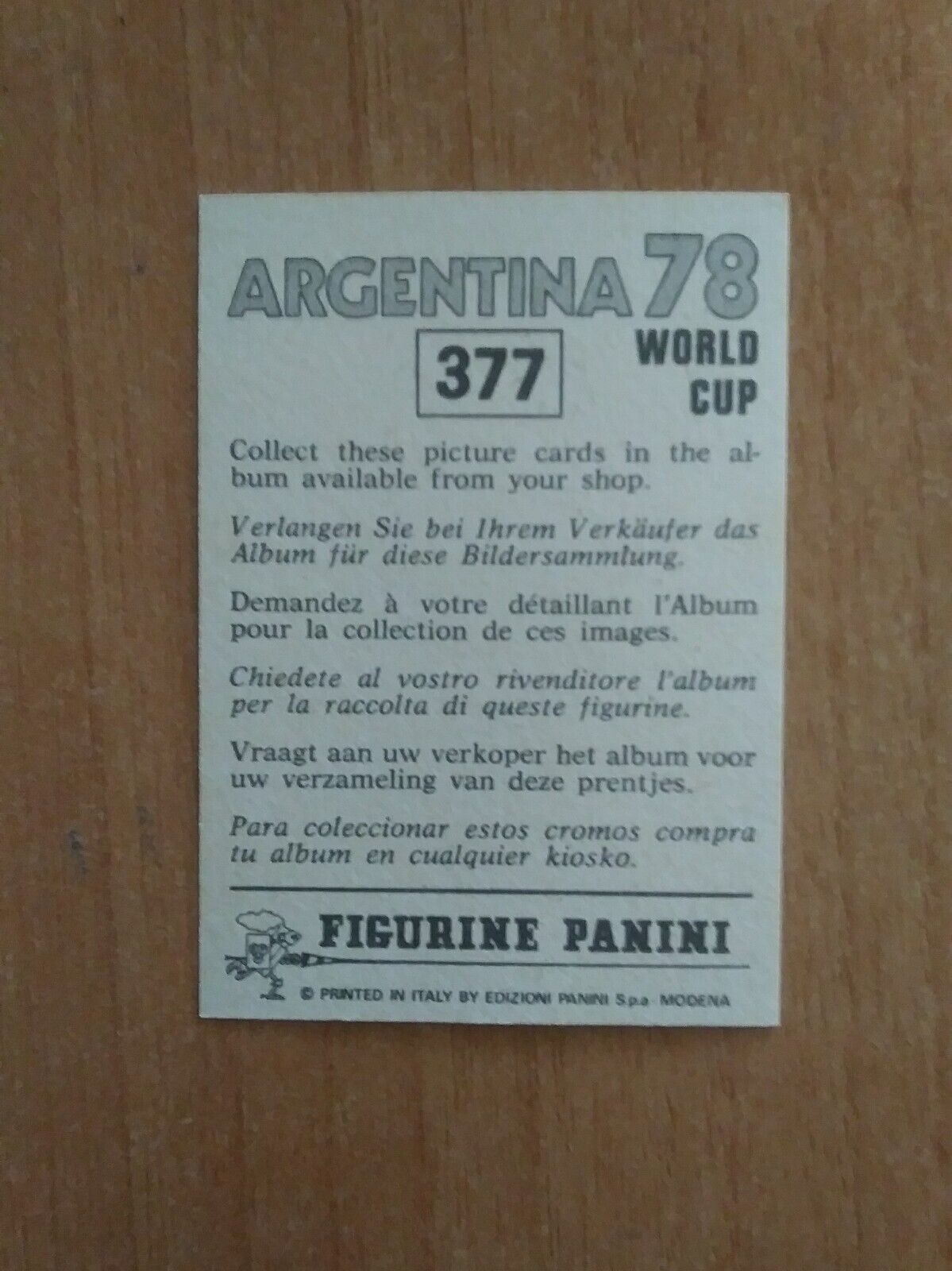 FIGURINE CALCIATORI PANINI ARGENTINA 78 (N. 205-400) SCEGLI DAL MENU A TENDINA