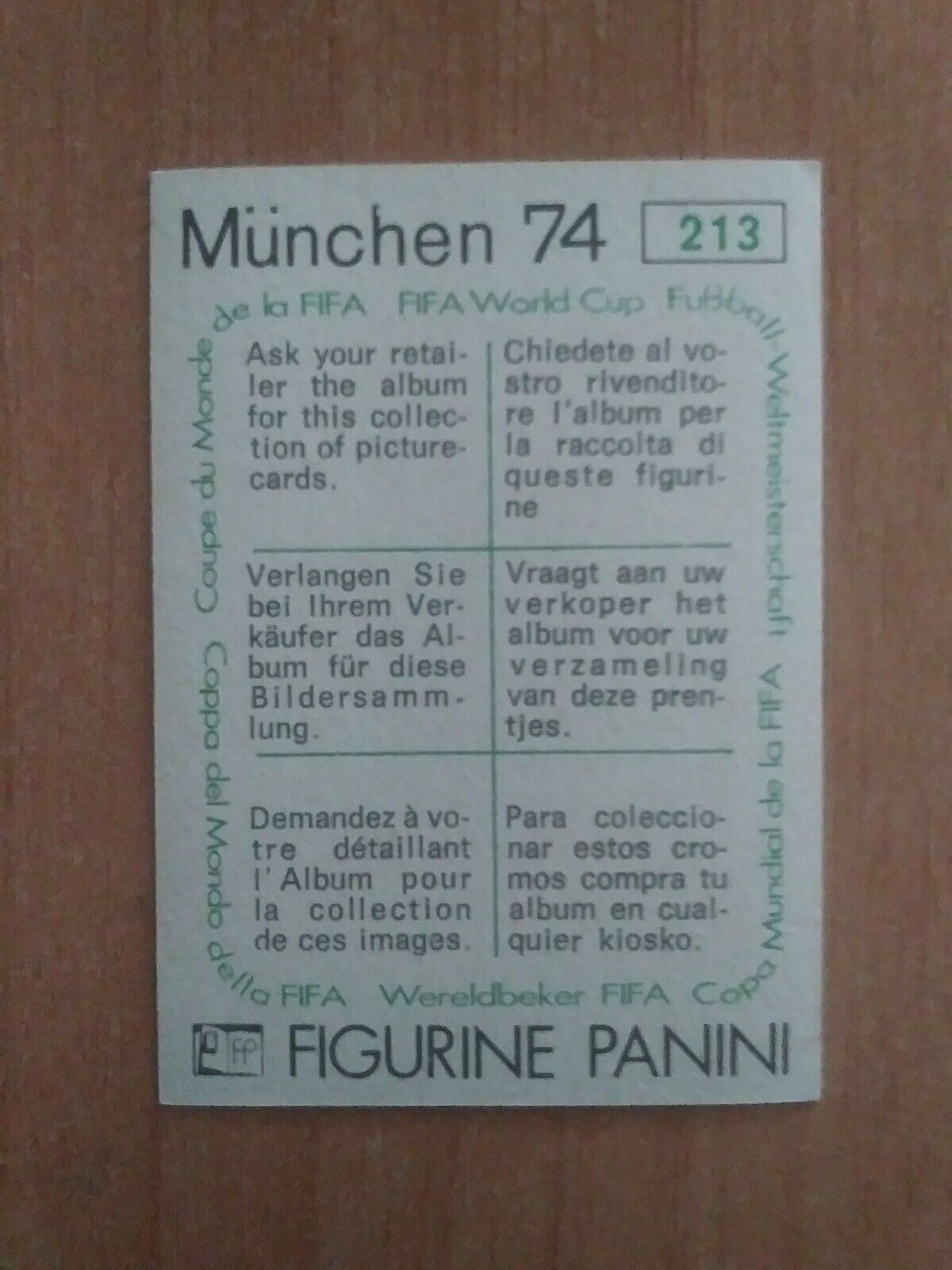 FIGURINE CALCIATORI PANINI MUNCHEN 74 (N. 1-269) SCEGLI DAL MENU A TENDINA