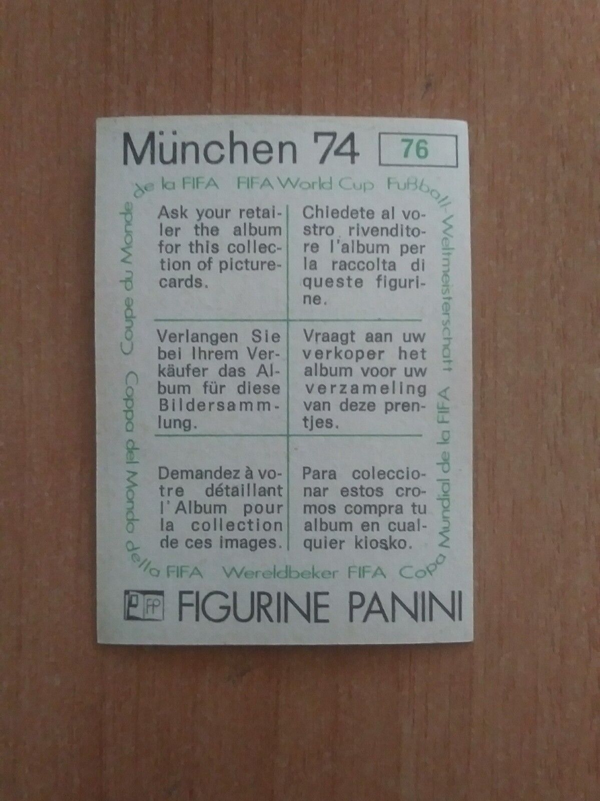 FIGURINE CALCIATORI PANINI MUNCHEN 74 (N. 1-269) SCEGLI DAL MENU A TENDINA