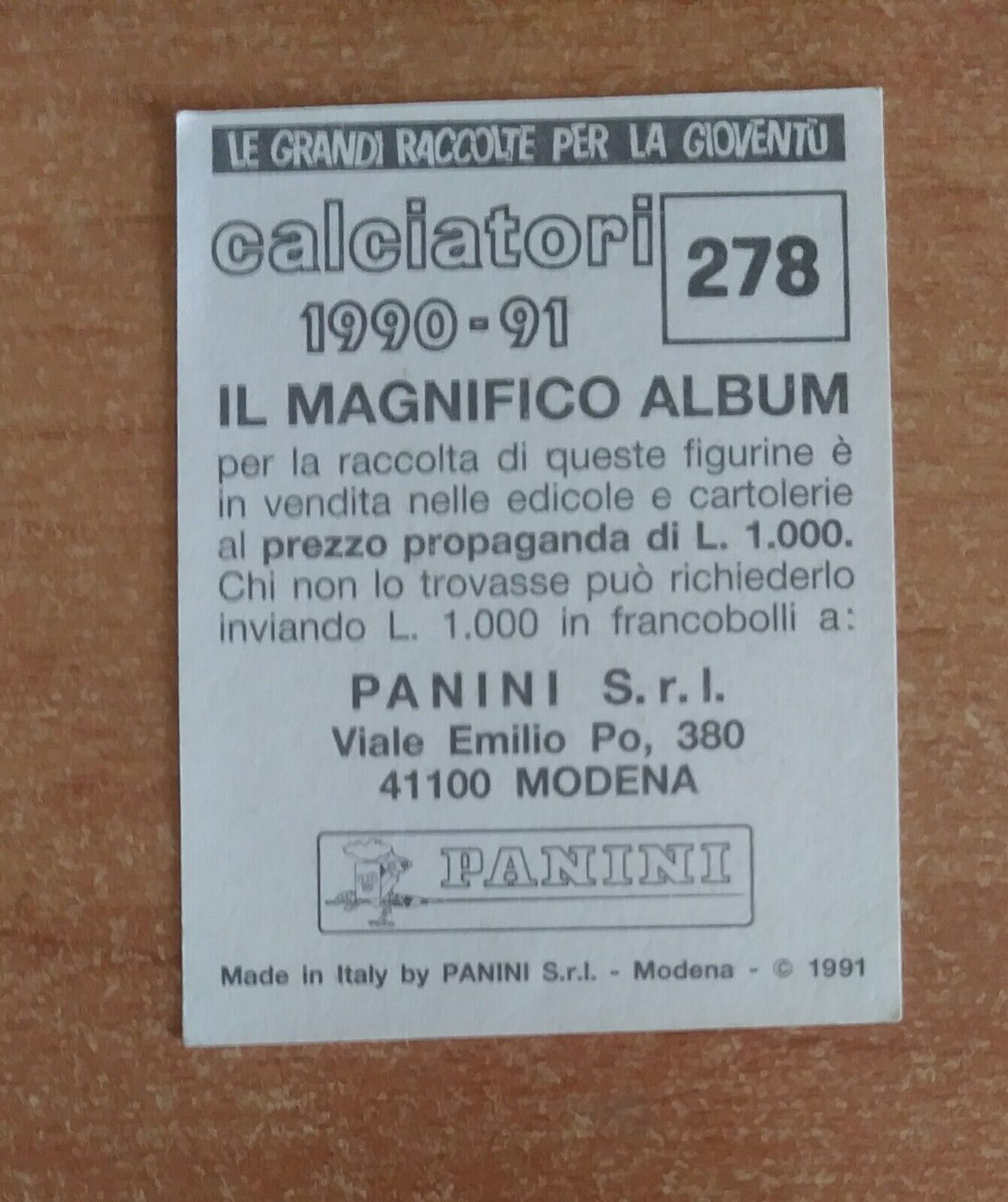 FIGURINE CALCIATORI PANINI 1990-1991 (N. 1-339) SCEGLI DAL MENU A TENDINA