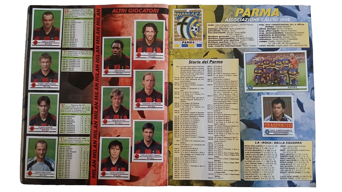 ALBUM CALCIATORI PANINI 2001-02