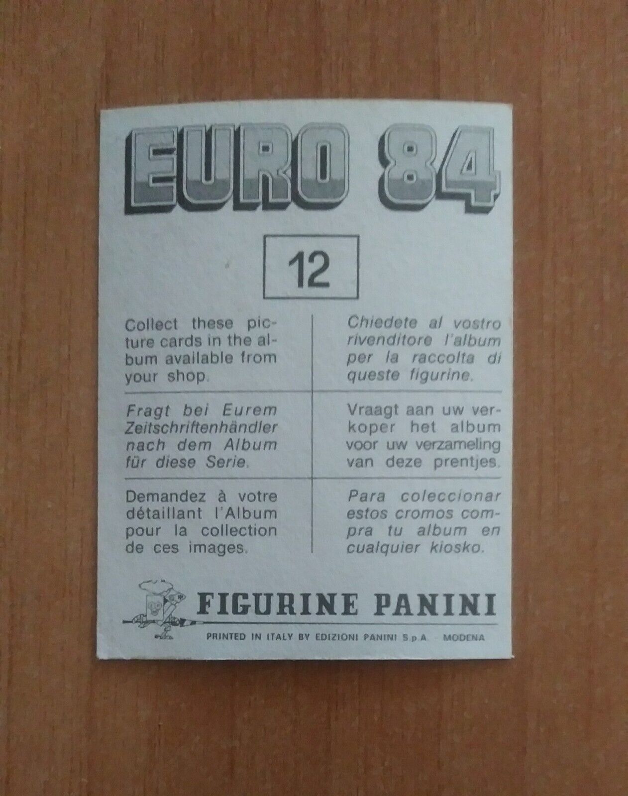 FIGURINE CALCIATORI PANINI EURO 84 (N. 1-127) SCEGLI DAL MENU A TENDINA