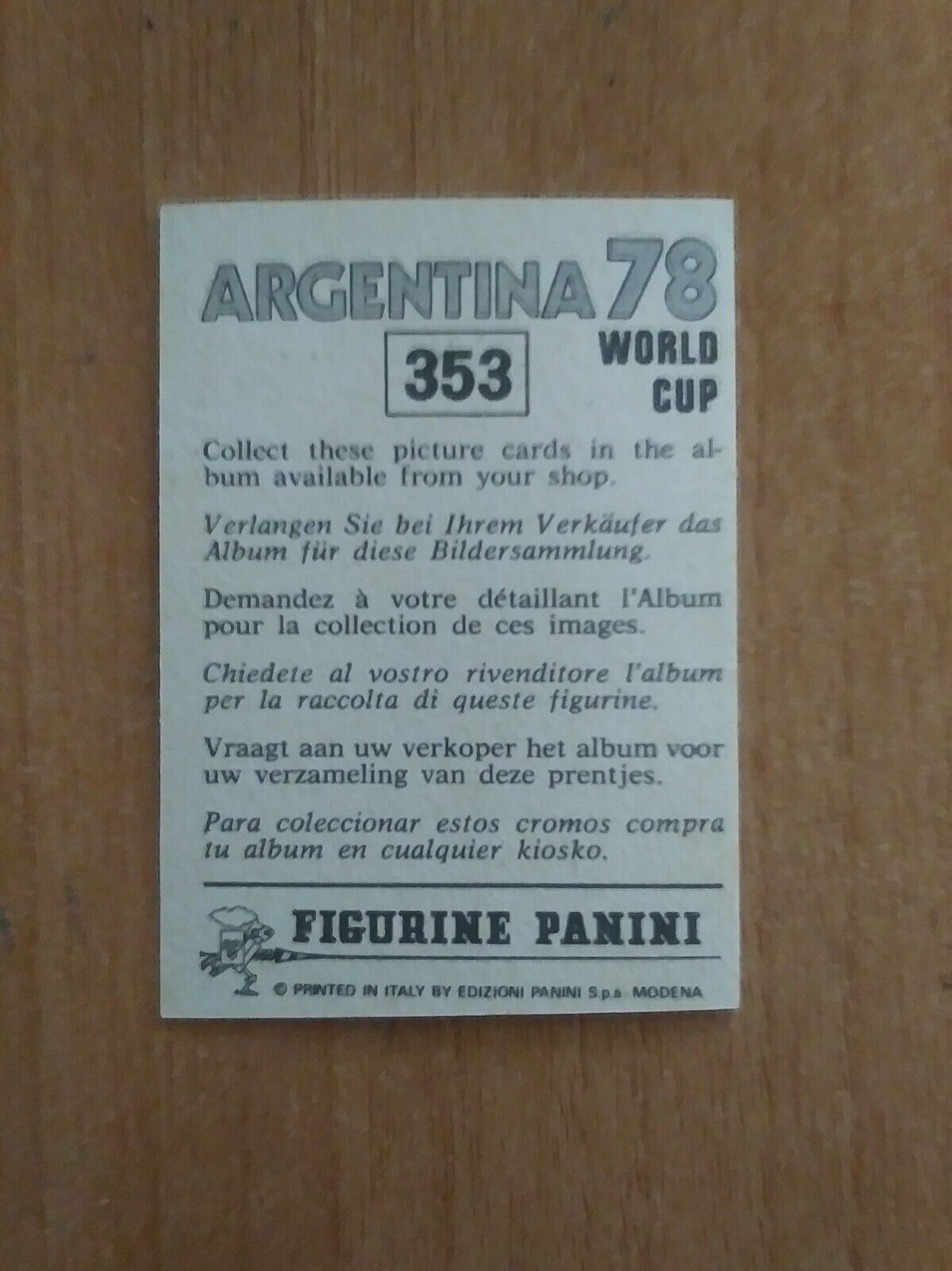 FIGURINE CALCIATORI PANINI ARGENTINA 78 (N. 205-400) SCEGLI DAL MENU A TENDINA