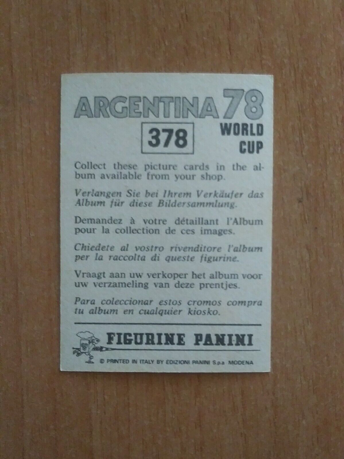 FIGURINE CALCIATORI PANINI ARGENTINA 78 (N. 205-400) SCEGLI DAL MENU A TENDINA