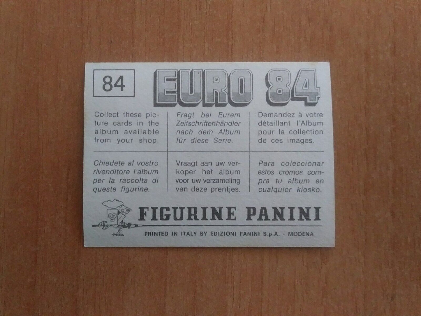 FIGURINE CALCIATORI PANINI EURO 84 (N. 1-127) SCEGLI DAL MENU A TENDINA