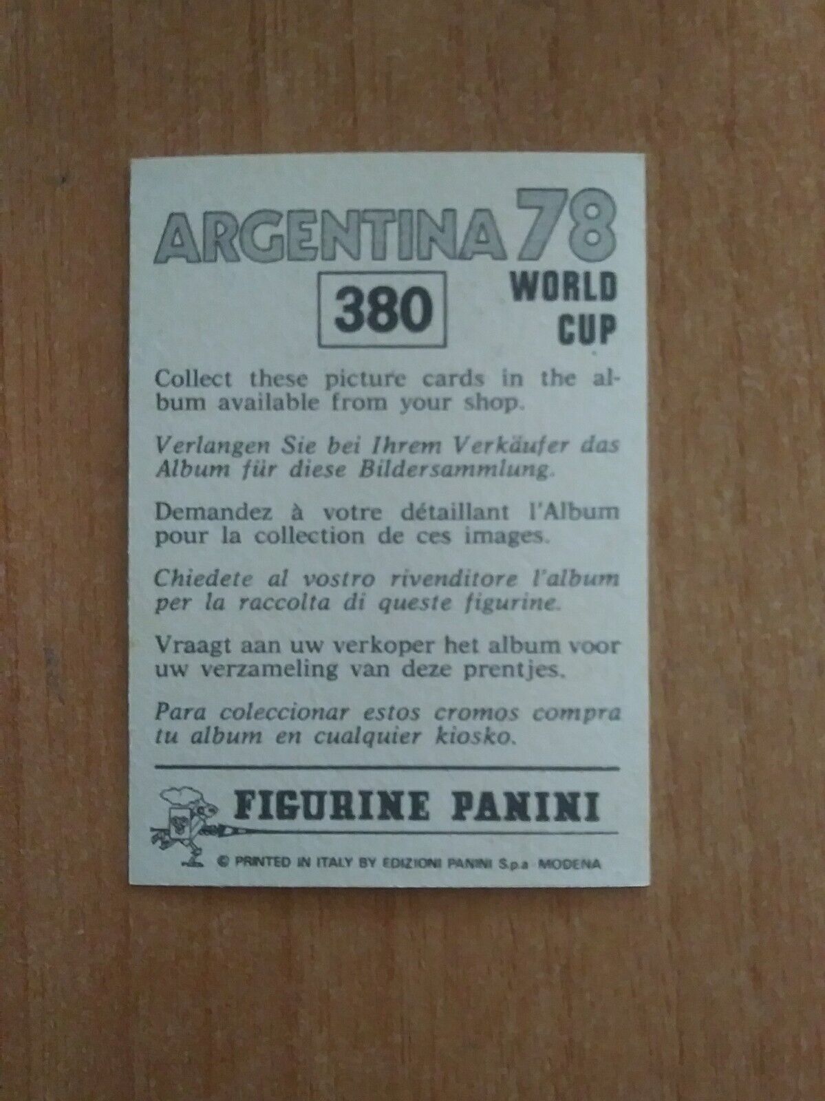 FIGURINE CALCIATORI PANINI ARGENTINA 78 (N. 205-400) SCEGLI DAL MENU A TENDINA