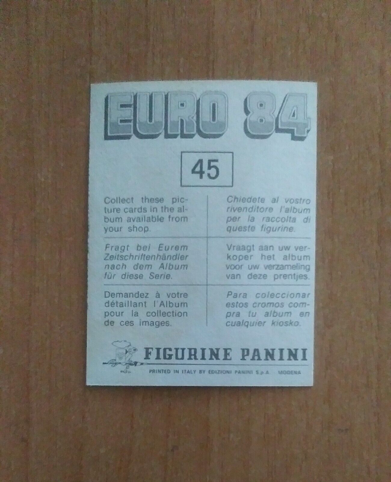 FIGURINE CALCIATORI PANINI EURO 84 (N. 1-127) SCEGLI DAL MENU A TENDINA