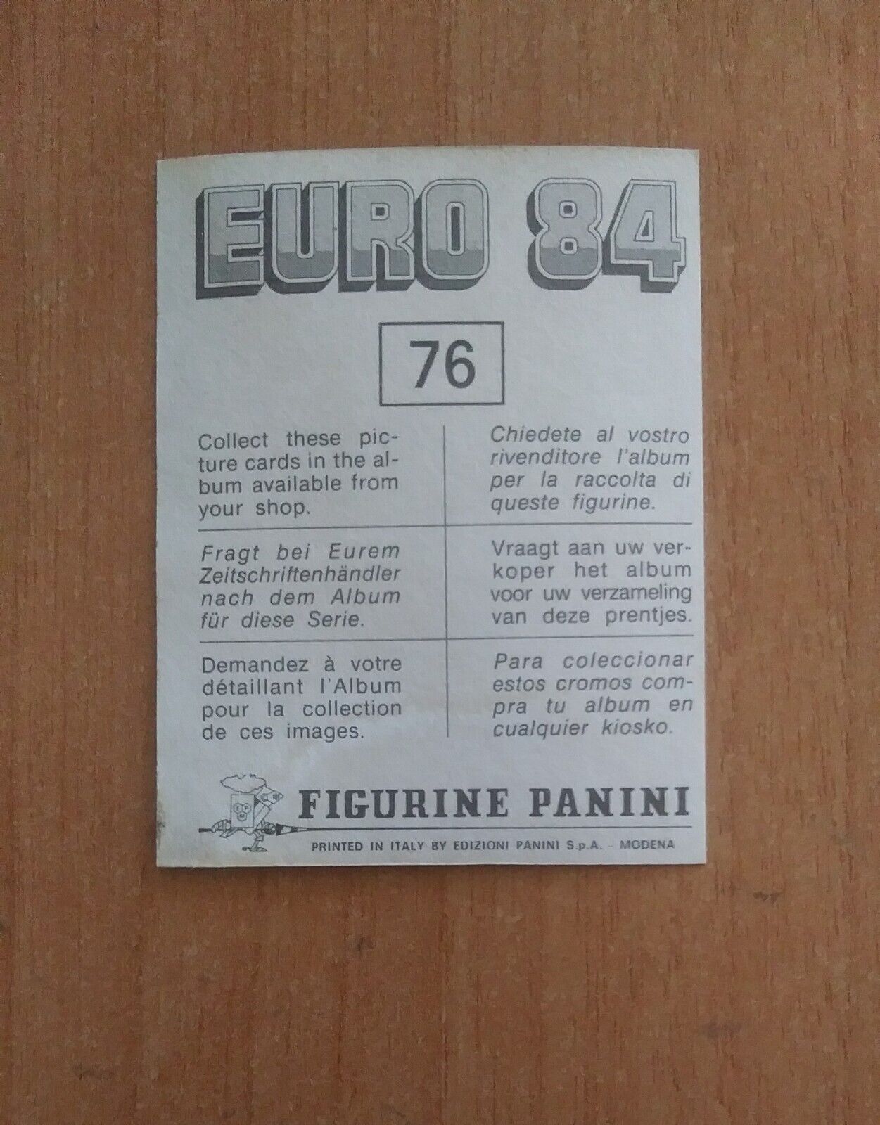 FIGURINE CALCIATORI PANINI EURO 84 (N. 1-127) SCEGLI DAL MENU A TENDINA