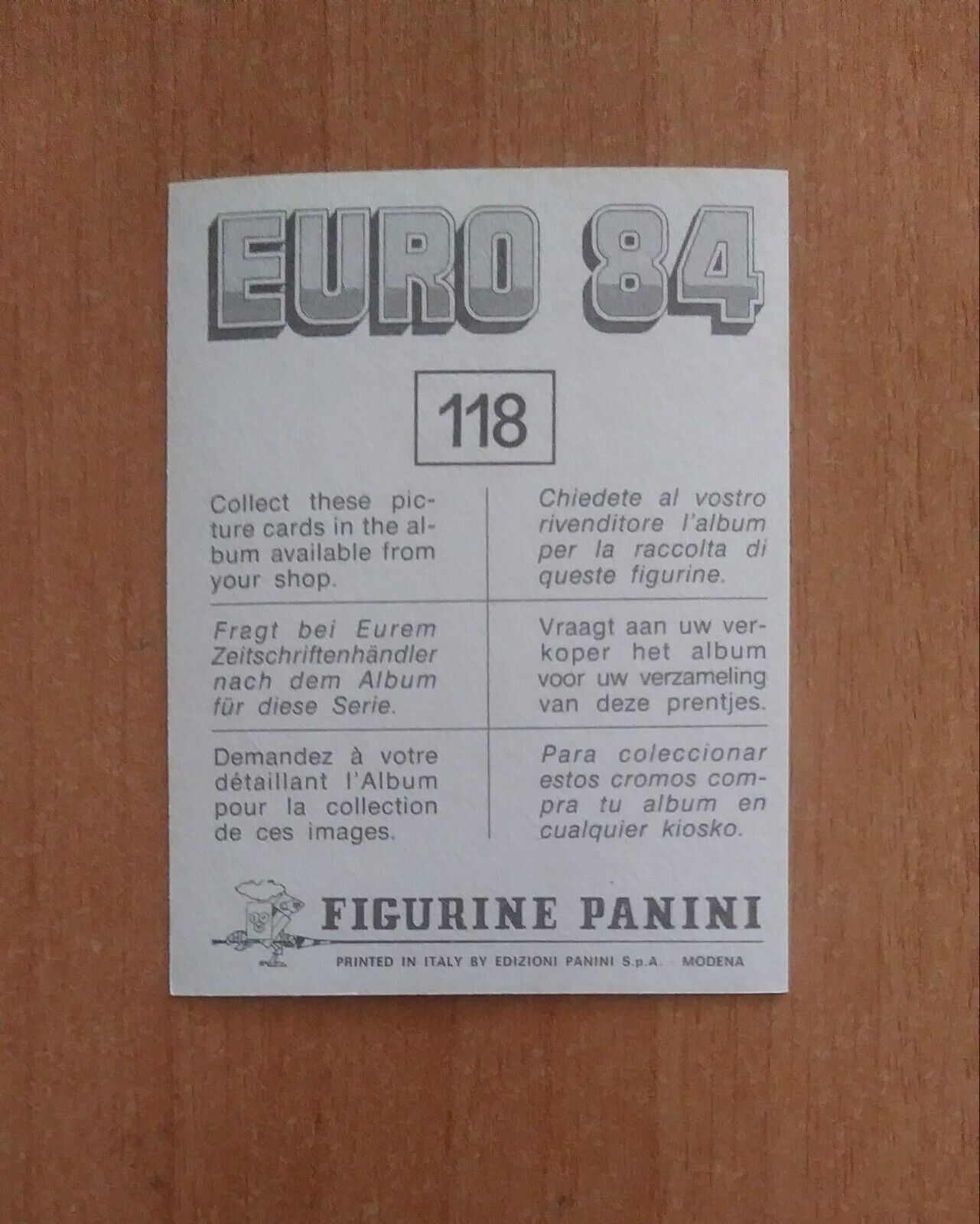 FIGURINE CALCIATORI PANINI EURO 84 (N. 1-127) SCEGLI DAL MENU A TENDINA