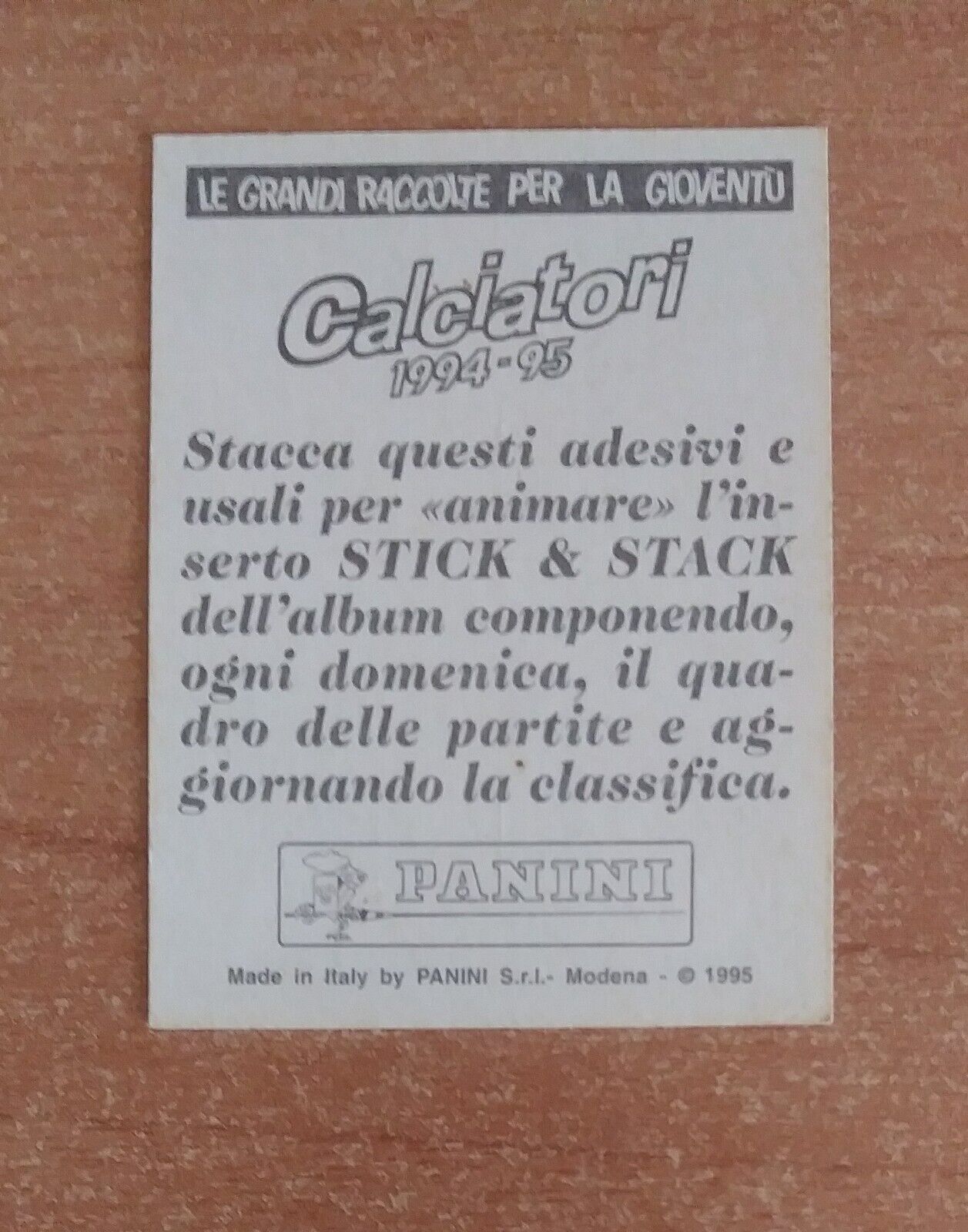 FIGURINE CALCIATORI PANINI 1994-1995 SCEGLI DAL MENU A TENDINA