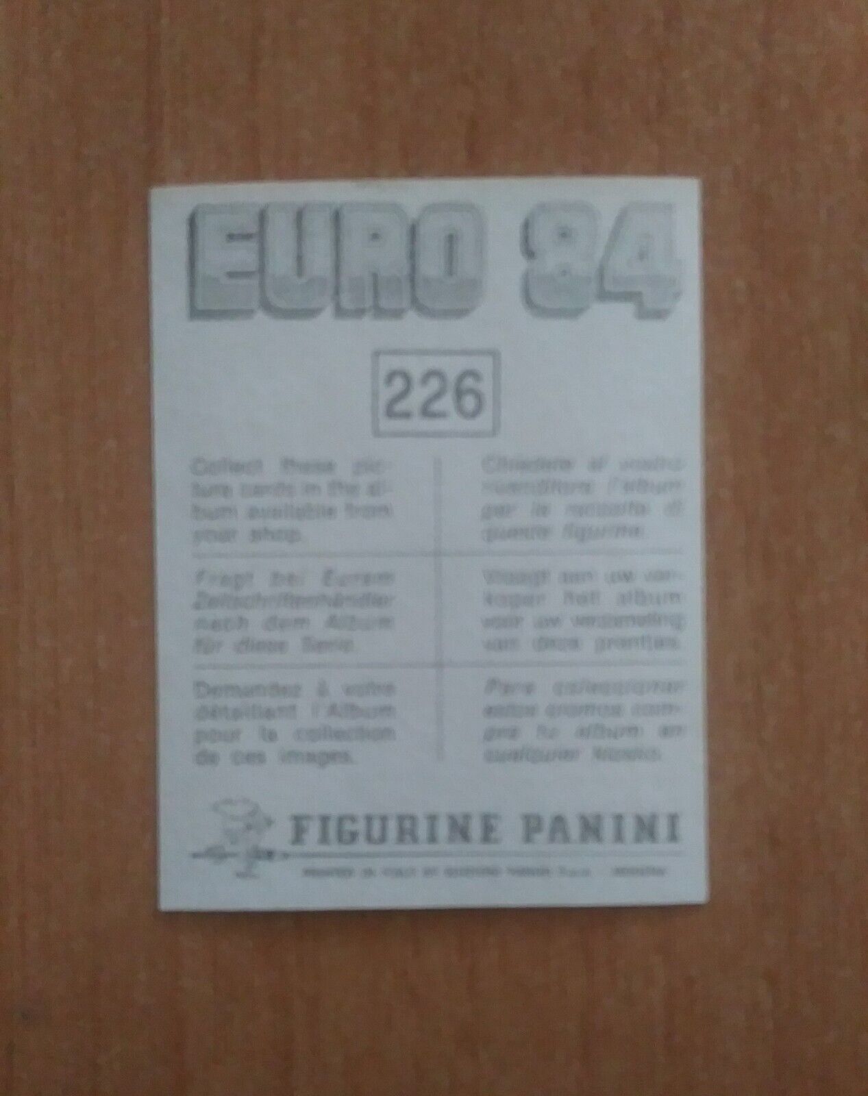 FIGURINE CALCIATORI PANINI EURO 84 (N. 126-258) SCEGLI DAL MENU A TENDINA