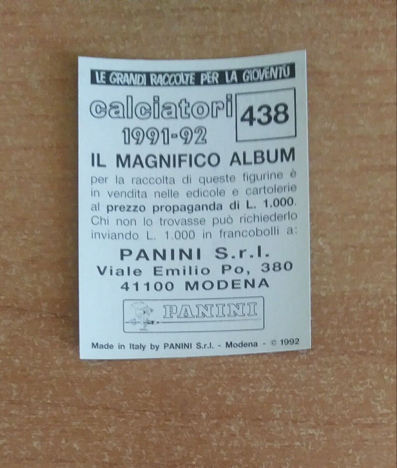 FIGURINE CALCIATORI PANINI 1991-1992 (N. 384-614) SCEGLI DAL MENU A TENDINA