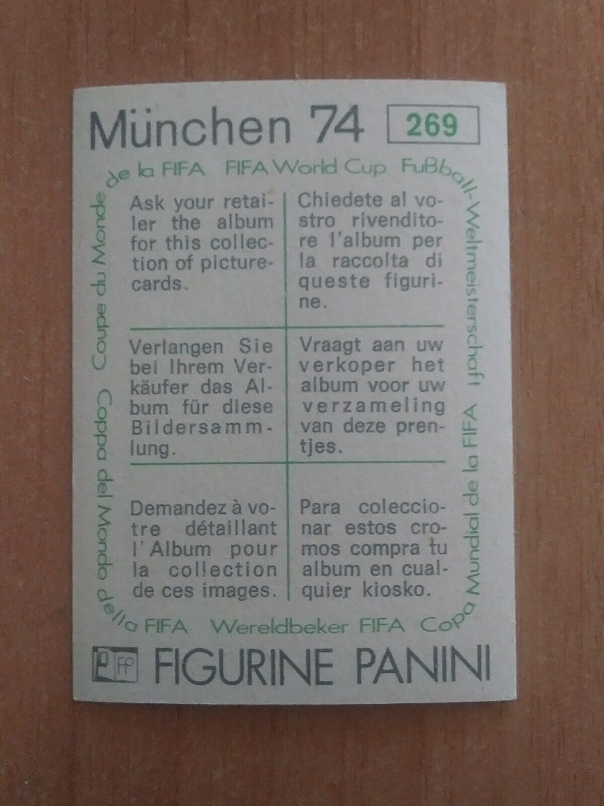 FIGURINE CALCIATORI PANINI MUNCHEN 74 (N. 1-269) SCEGLI DAL MENU A TENDINA