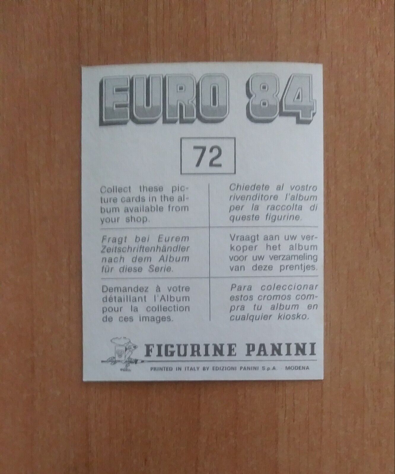 FIGURINE CALCIATORI PANINI EURO 84 (N. 1-127) SCEGLI DAL MENU A TENDINA