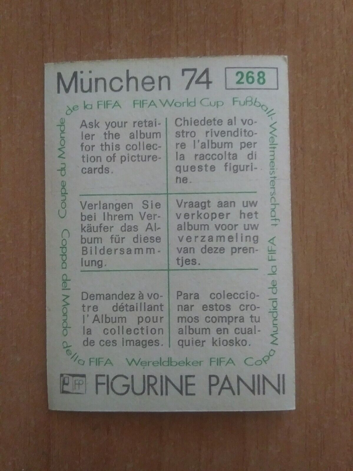 FIGURINE CALCIATORI PANINI MUNCHEN 74 (N. 1-269) SCEGLI DAL MENU A TENDINA