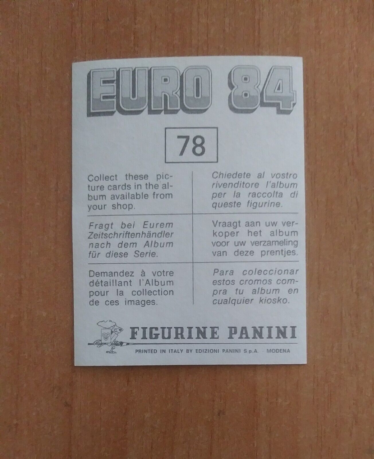 FIGURINE CALCIATORI PANINI EURO 84 (N. 1-127) SCEGLI DAL MENU A TENDINA