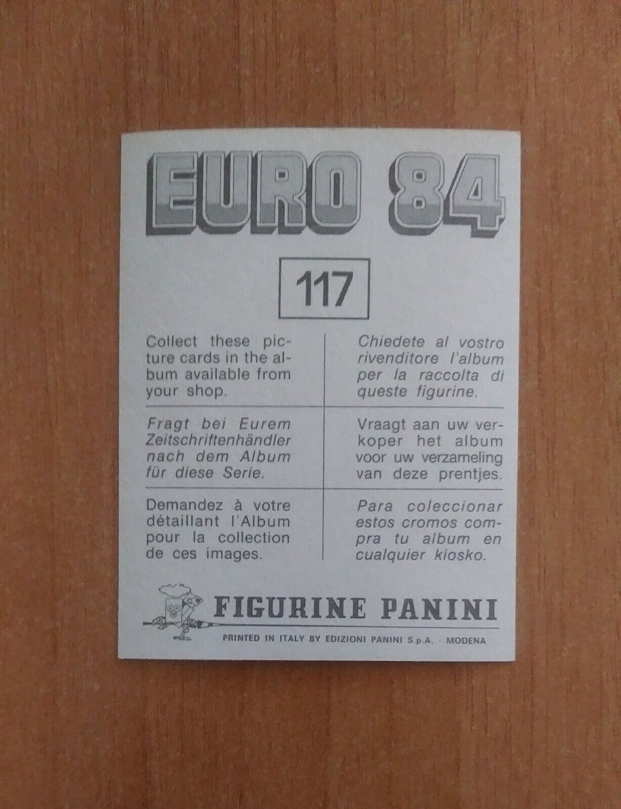 FIGURINE CALCIATORI PANINI EURO 84 (N. 1-127) SCEGLI DAL MENU A TENDINA